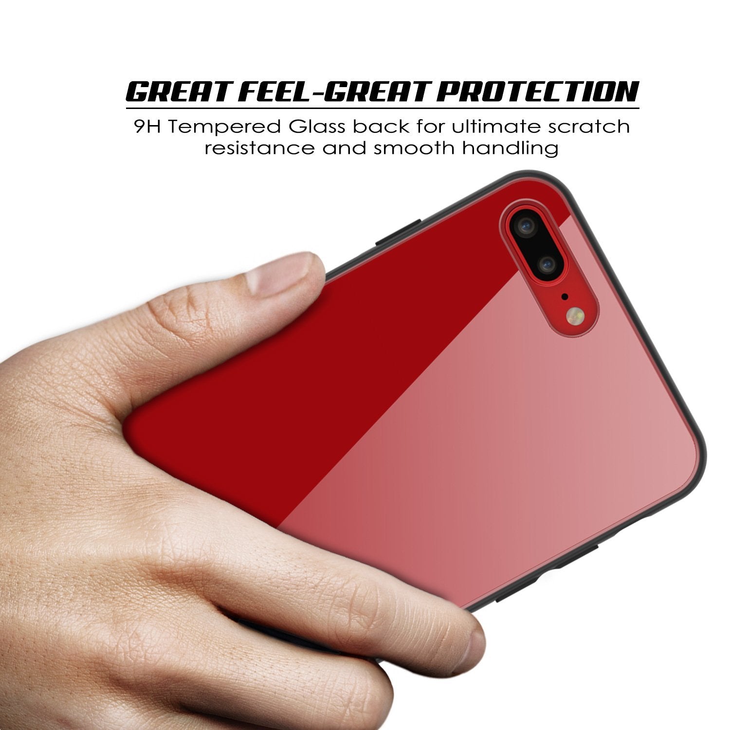 iPhone 8 PLUS Case, Punkcase GlassShield Ultra Thin Protective 9H Full Body Tempered Glass Cover W/ Drop Protection & Non Slip Grip for Apple iPhone 7 PLUS / Apple iPhone 8 PLUS (Red)