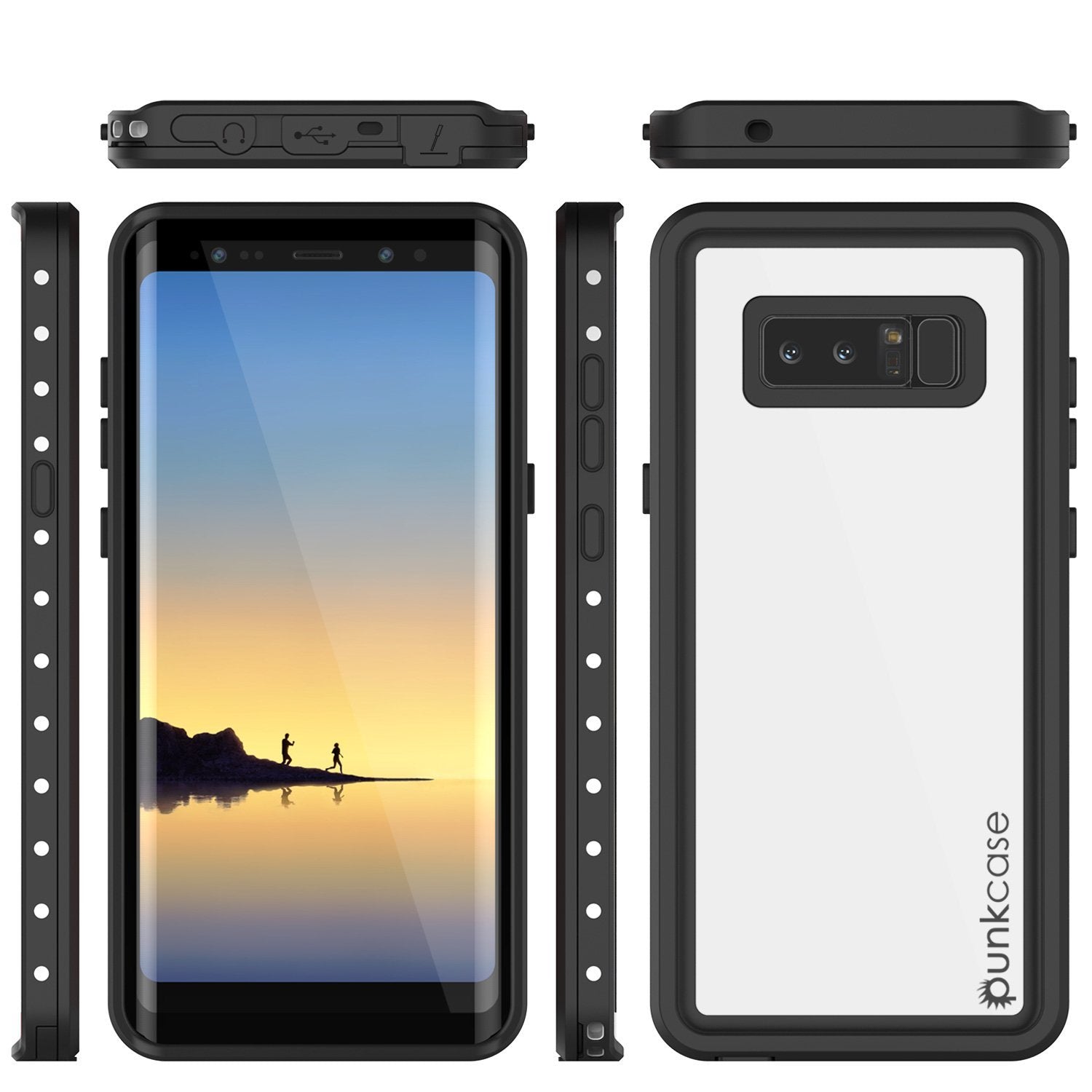 Galaxy Note 8 Waterproof Punkcase, StudStar Series Armor Cover [WHITE]