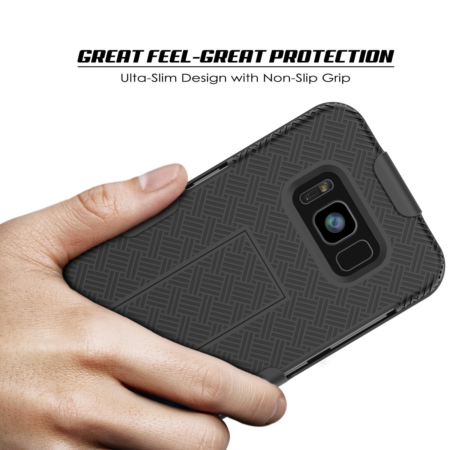 Galaxy S8 Plus PunkCase Holster Belt Clip  Kickstand Dual Layer, Black