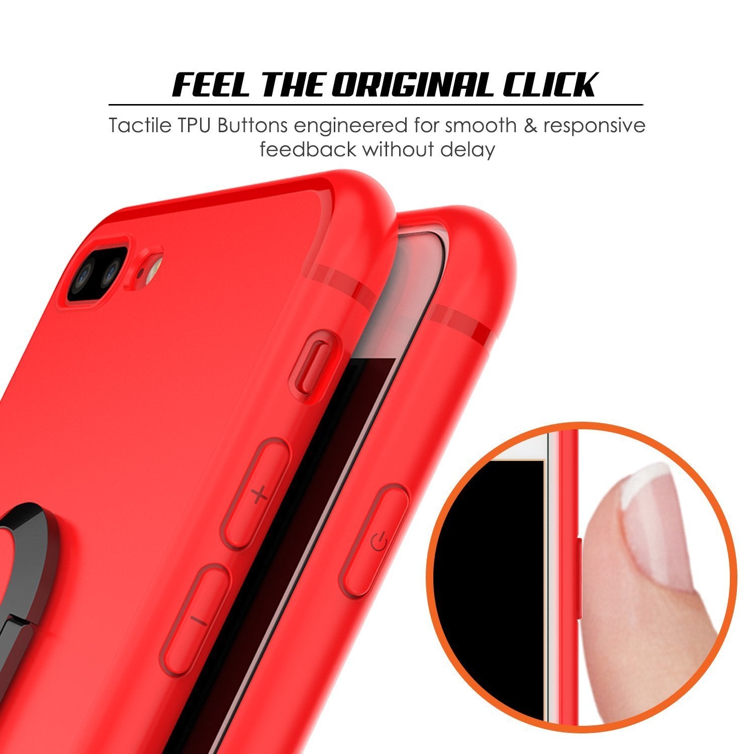 iPhone 8 Plus Case, Punkcase Magnetix Protective TPU Cover W/ Kickstand, Ring Grip Holder & Metal Plate for Magnetic Car Phone Mount PLUS Tempered Glass Screen Protector for Apple iPhone 7+/8+ [Red]