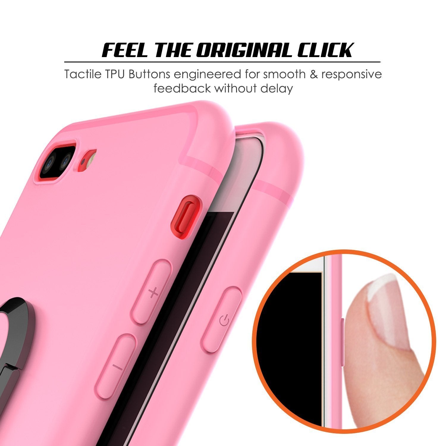 iPhone 8 Plus Case, Punkcase Magnetix Protective TPU Cover W/ Kickstand, Ring Grip Holder & Metal Plate for Magnetic Car Phone Mount PLUS Tempered Glass Screen Protector for Apple iPhone 7+/8+ [Pink]
