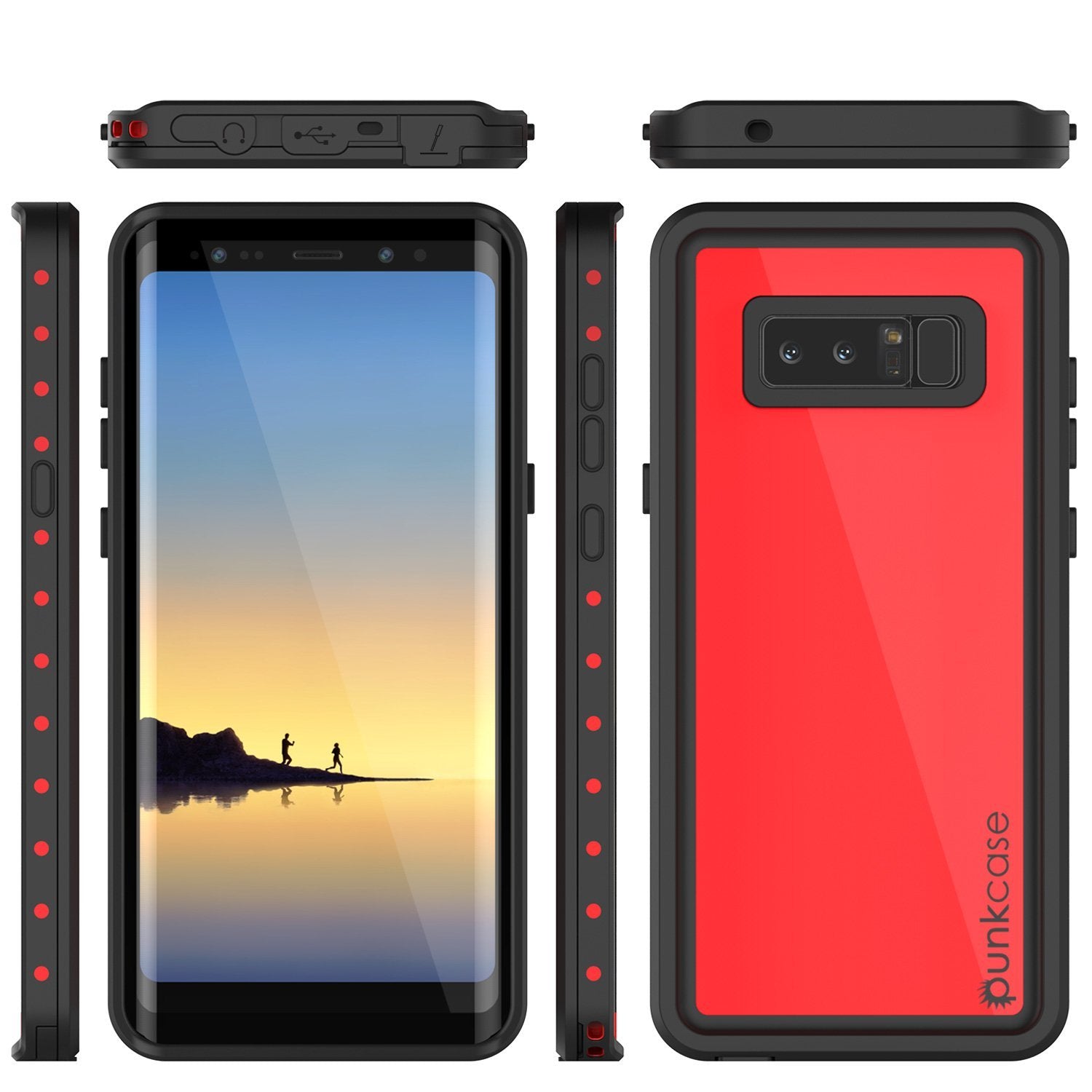 Galaxy Note 8 Waterproof case, StudStar Series Armor Cover, [RED]