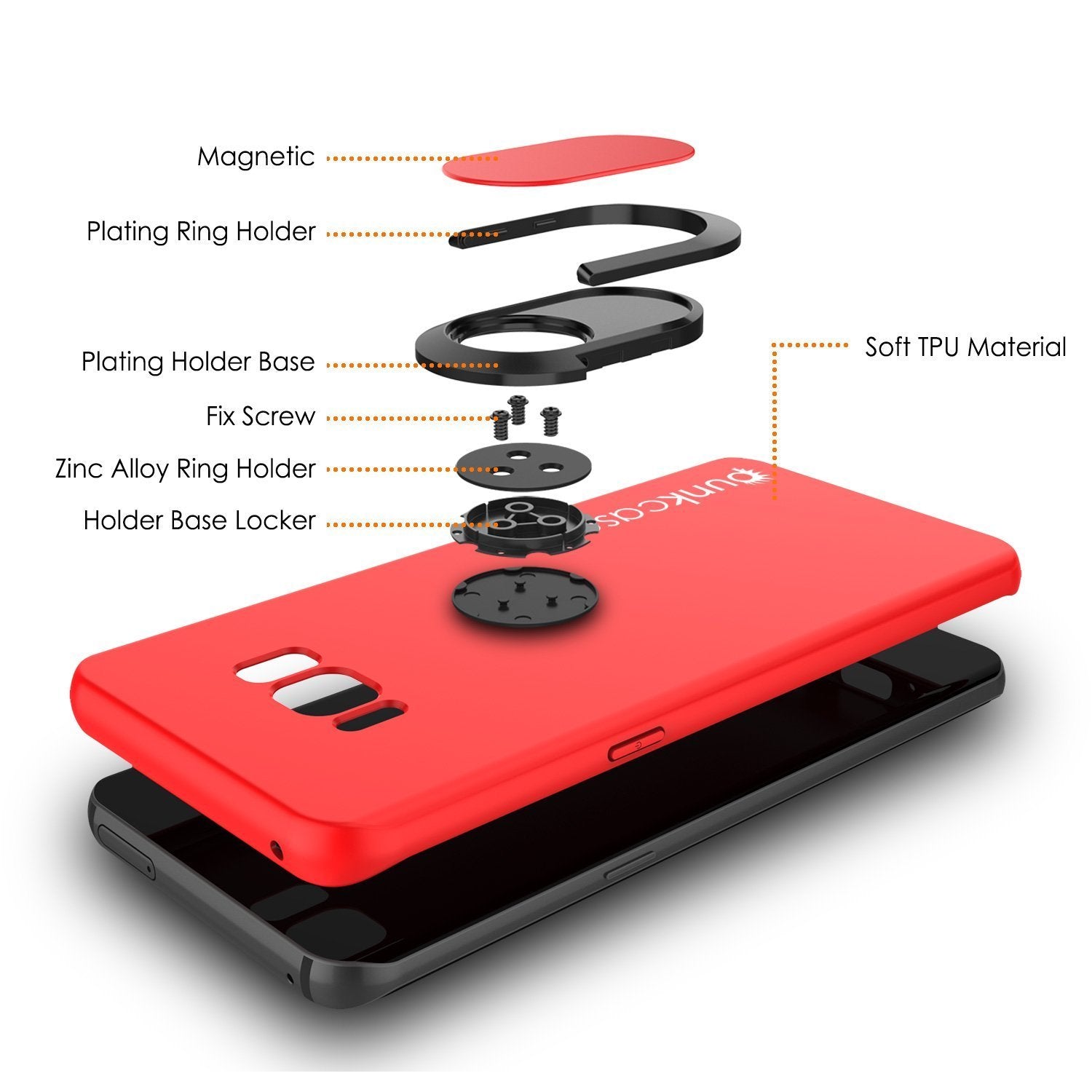 Galaxy S8 Plus, Punkcase Magnetix Protective Case W/ Kickstand, Red