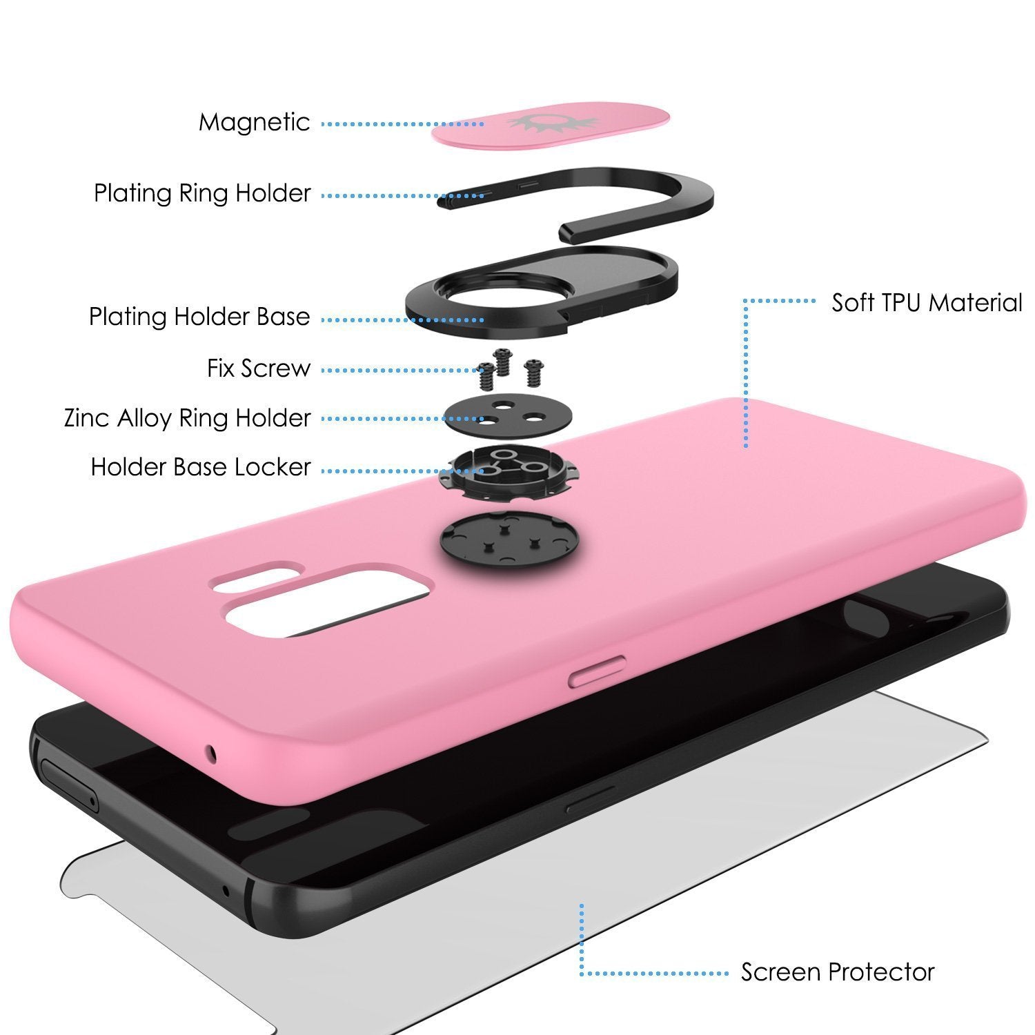 Galaxy S10+ Plus, Punkcase Magnetix Protective TPU Cover W/ Kickstand, Sceen Protector[Pink]