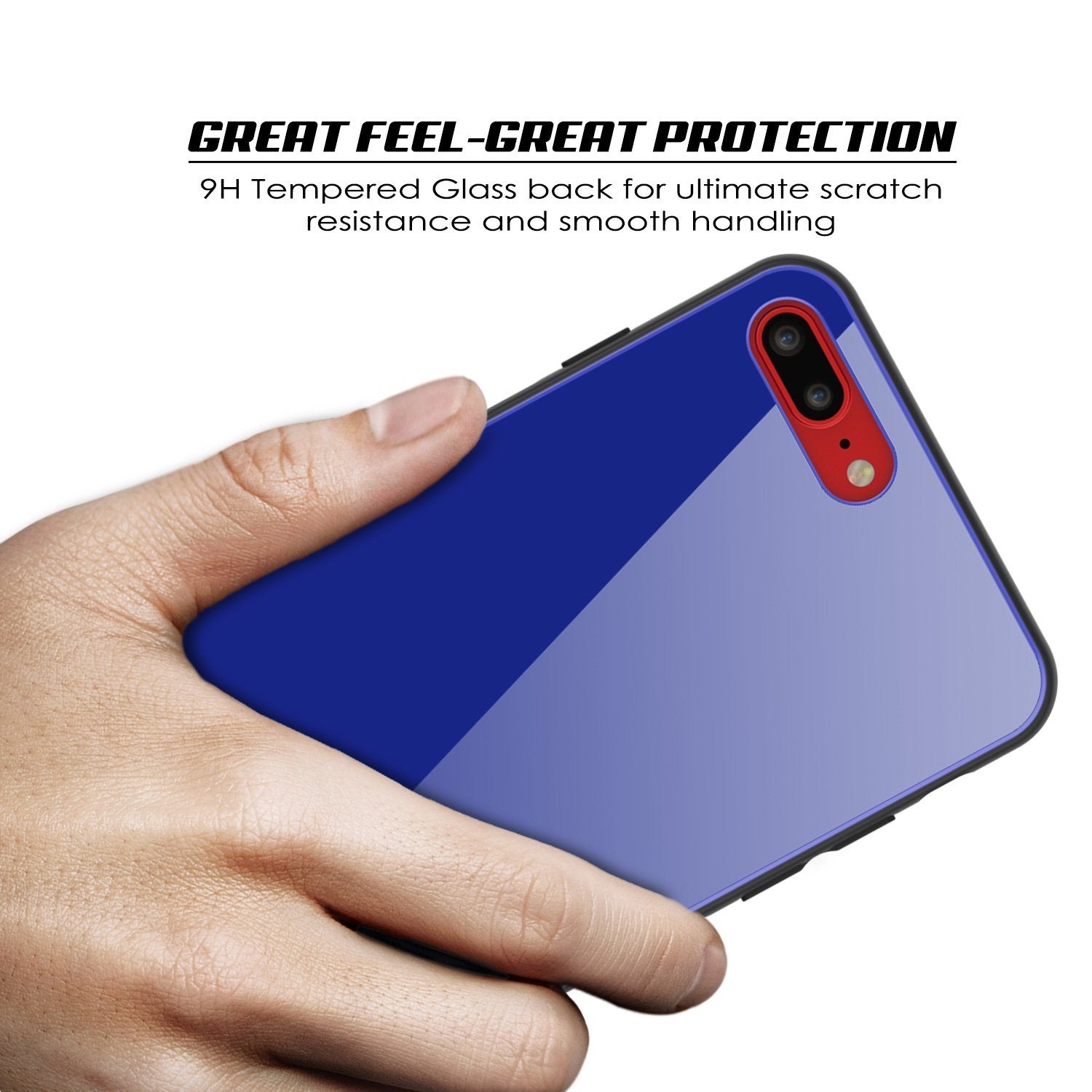 iPhone 8 PLUS Case, Punkcase GlassShield Ultra Thin Protective 9H Full Body Tempered Glass Cover W/ Drop Protection & Non Slip Grip for Apple iPhone 7 PLUS / Apple iPhone 8 PLUS (Blue)