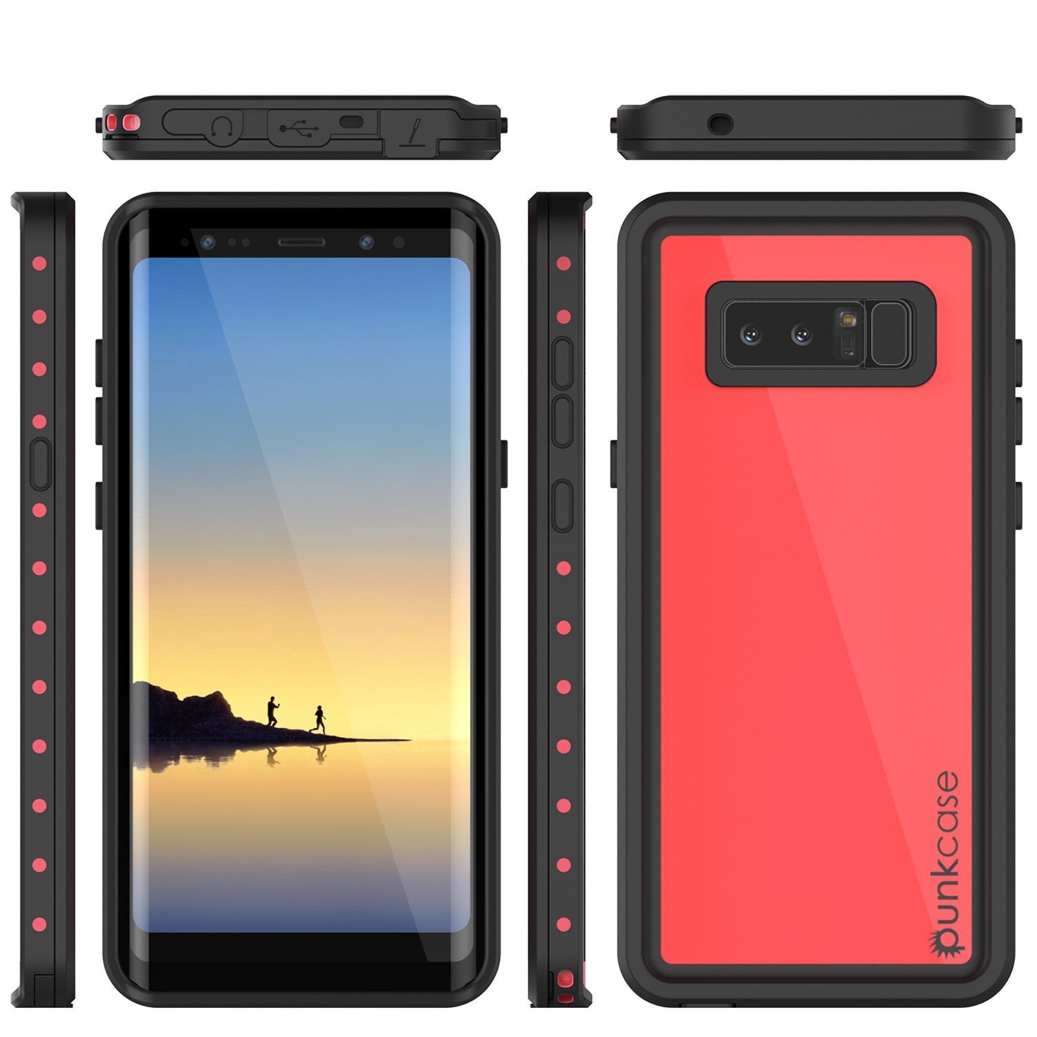 Galaxy Note 8 Waterproof Punkcase, StudStar Series Armor Cover [PINK]