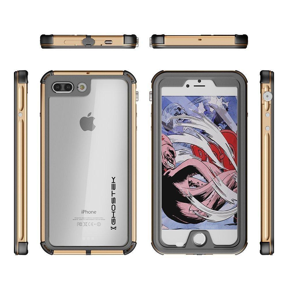 iPhone 8+ Plus Waterproof Case, Ghostek® Atomic 3 Series for Apple iPhone 8+ Plus | Underwater | Shockproof | Dirt-proof | Snow-proof | Aluminum Frame | Adventure Ready | Ultra Fit | Swimming (Gold)