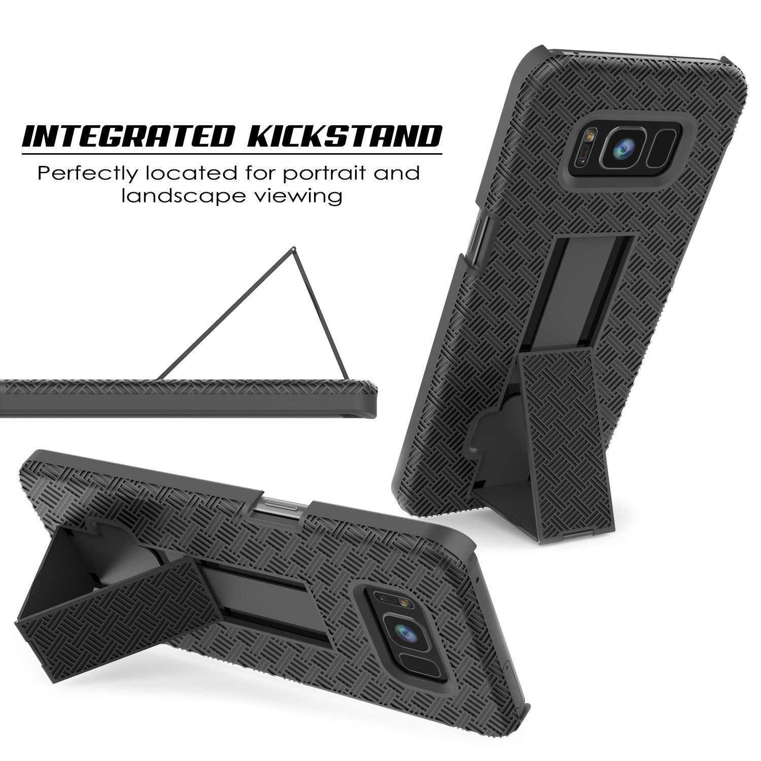 Galaxy S8 Plus PunkCase Holster Belt Clip  Kickstand Dual Layer, Black