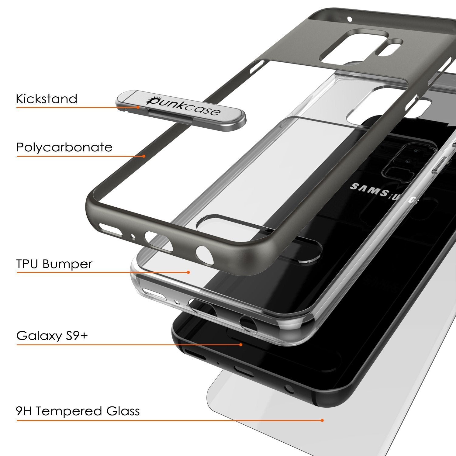 Galaxy S9+ Plus PunkCase, [LUCID 3.0 Series] [Slim Fit] [Grey]