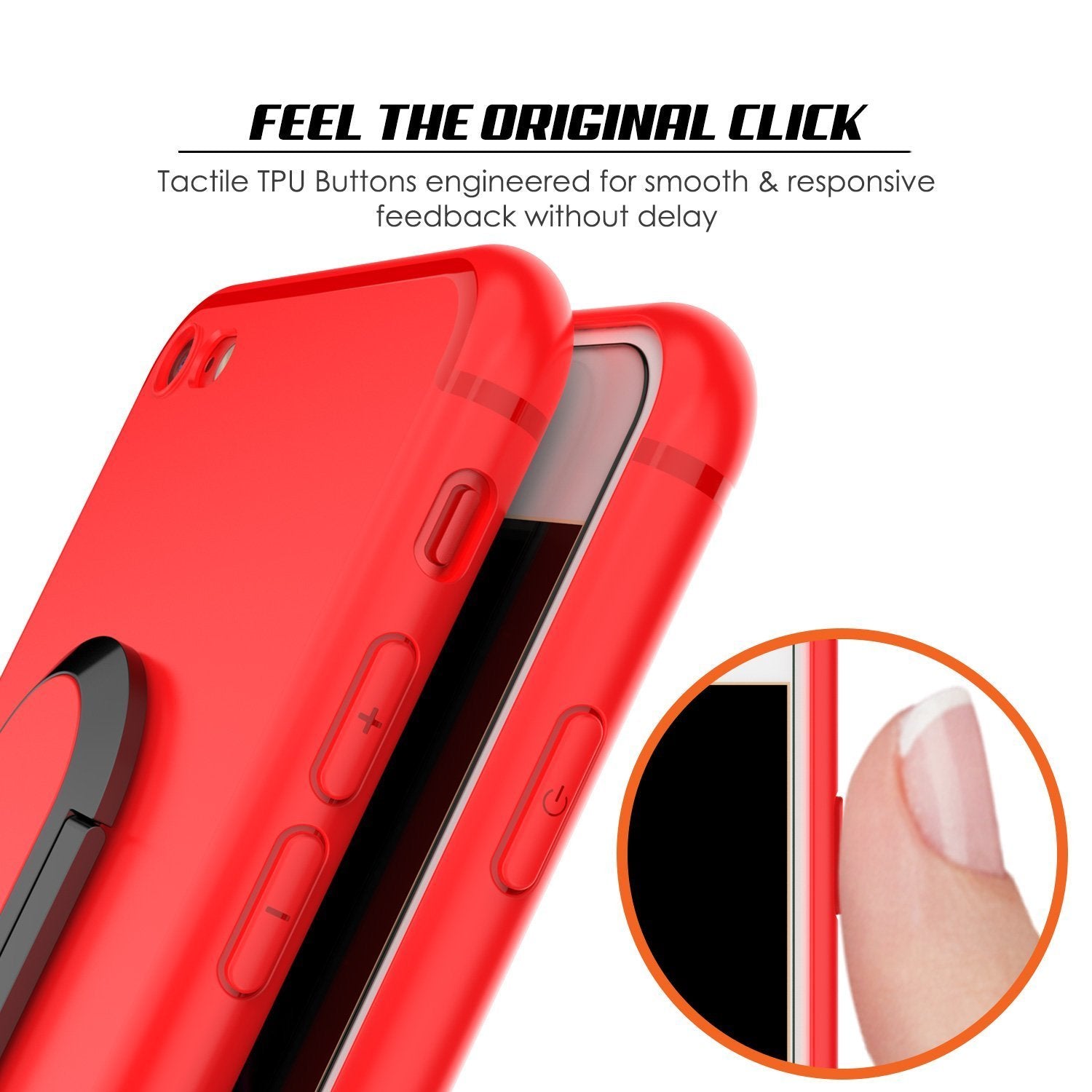 iPhone 8 Case, Punkcase Magnetix Protective TPU Cover W/ Kickstand, Ring Grip Holder & Metal Plate for Magnetic Car Phone Mount PLUS Tempered Glass Screen Protector for Apple iPhone 6 /7 & 8 [red]