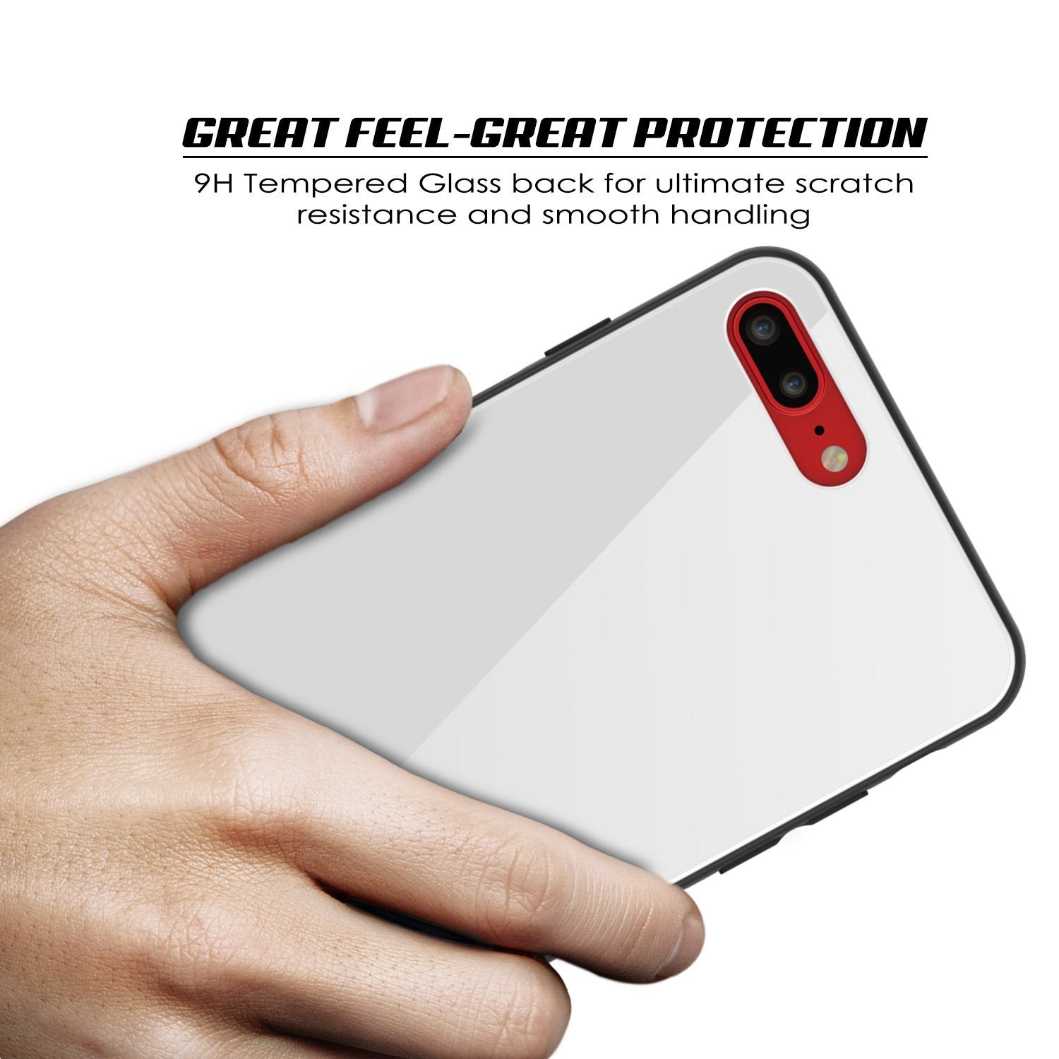 iPhone 8 PLUS Case, Punkcase GlassShield Ultra Thin Protective 9H Full Body Tempered Glass Cover W/ Drop Protection & Non Slip Grip for Apple iPhone 7 PLUS / Apple iPhone 8 PLUS (White)