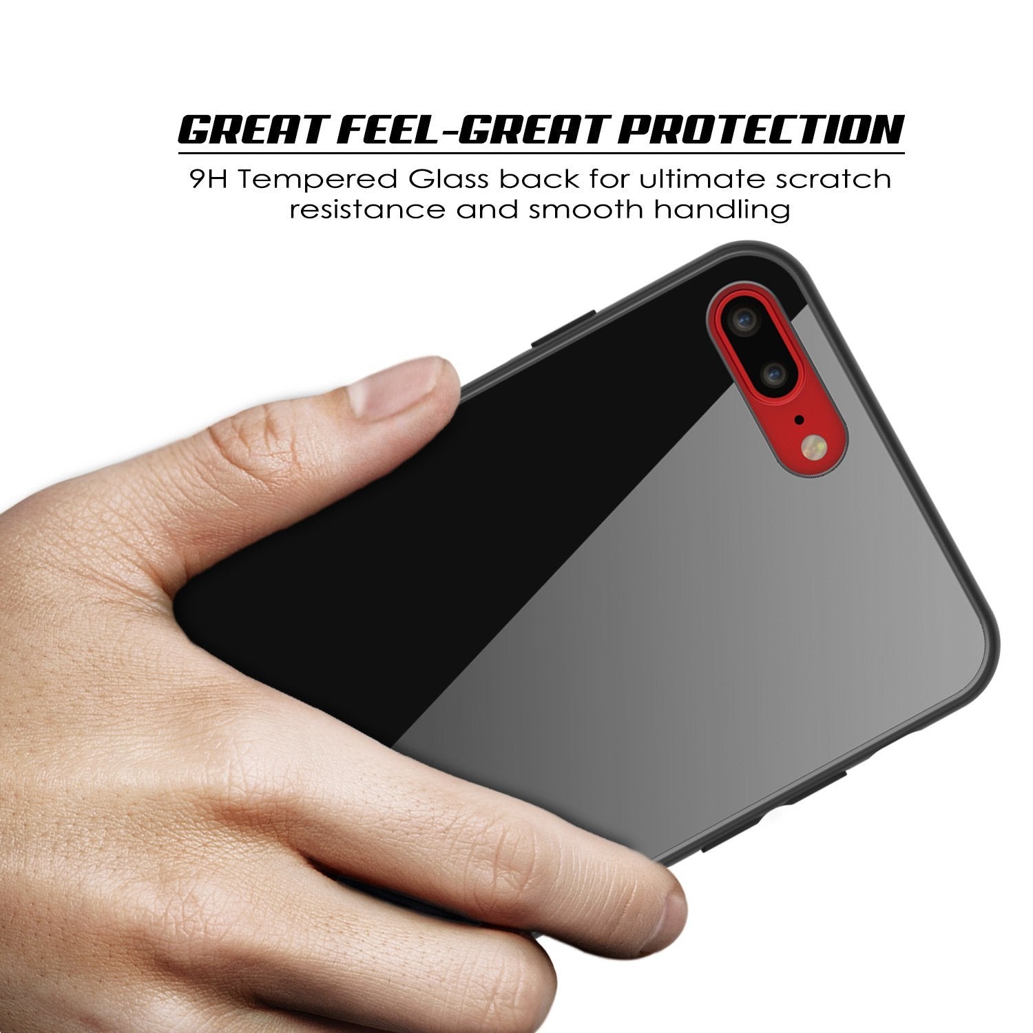 iPhone 8 PLUS Case, Punkcase GlassShield Ultra Thin Protective 9H Full Body Tempered Glass Cover W/ Drop Protection & Non Slip Grip for Apple iPhone 7 PLUS / Apple iPhone 8 PLUS (Black)