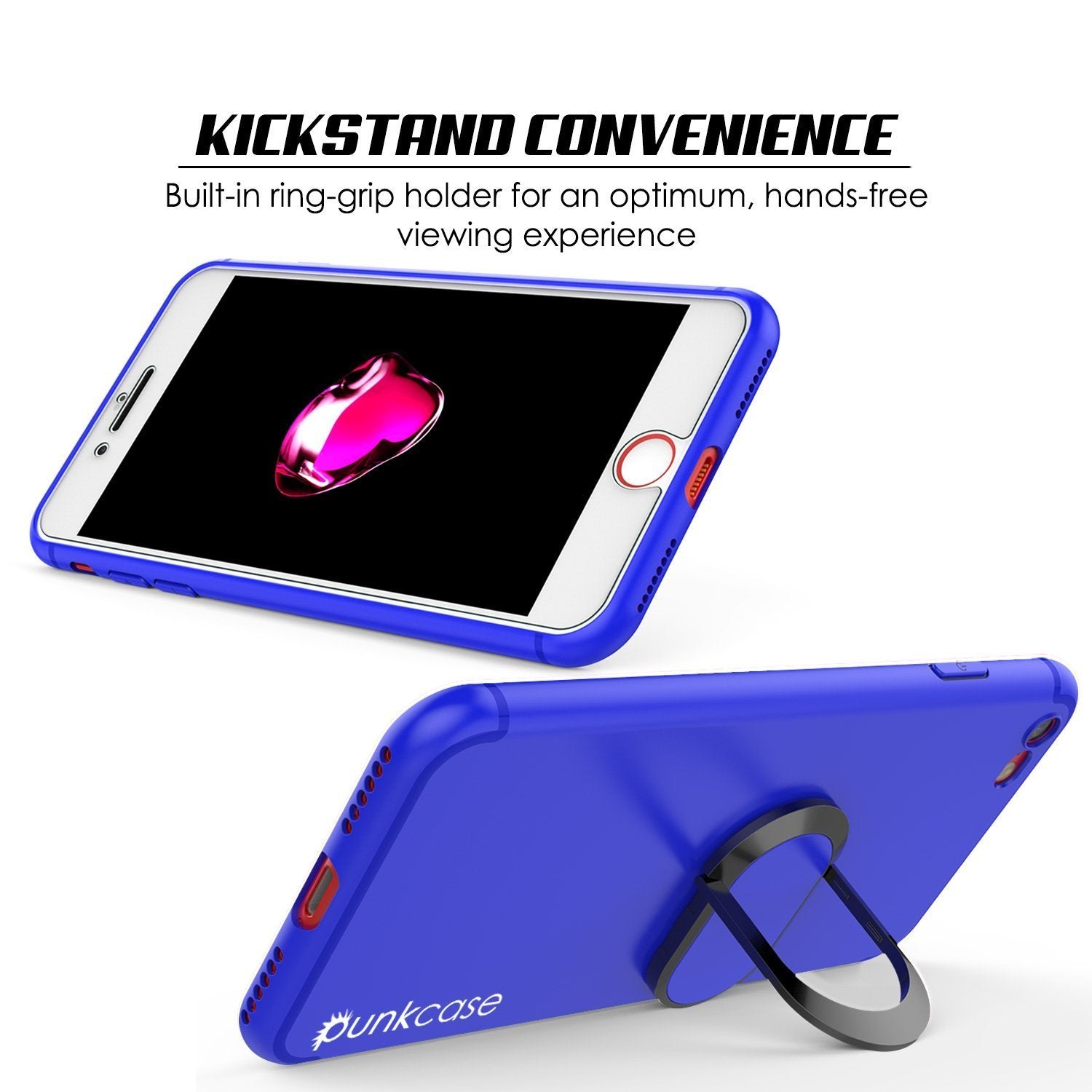 iPhone 8 Case, Punkcase Magnetix Protective TPU Cover W/ Kickstand, Ring Grip Holder & Metal Plate for Magnetic Car Phone Mount PLUS Tempered Glass Screen Protector for Apple iPhone 6 /7 & 8 [Blue]