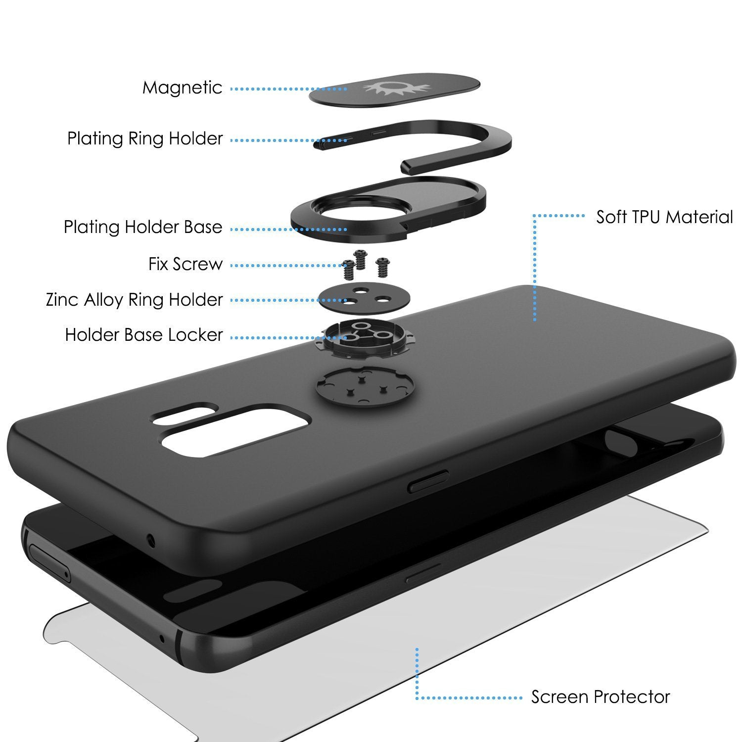 Galaxy S9 Plus, Punkcase Magnetix Cover W/ Kickstand, [Black]