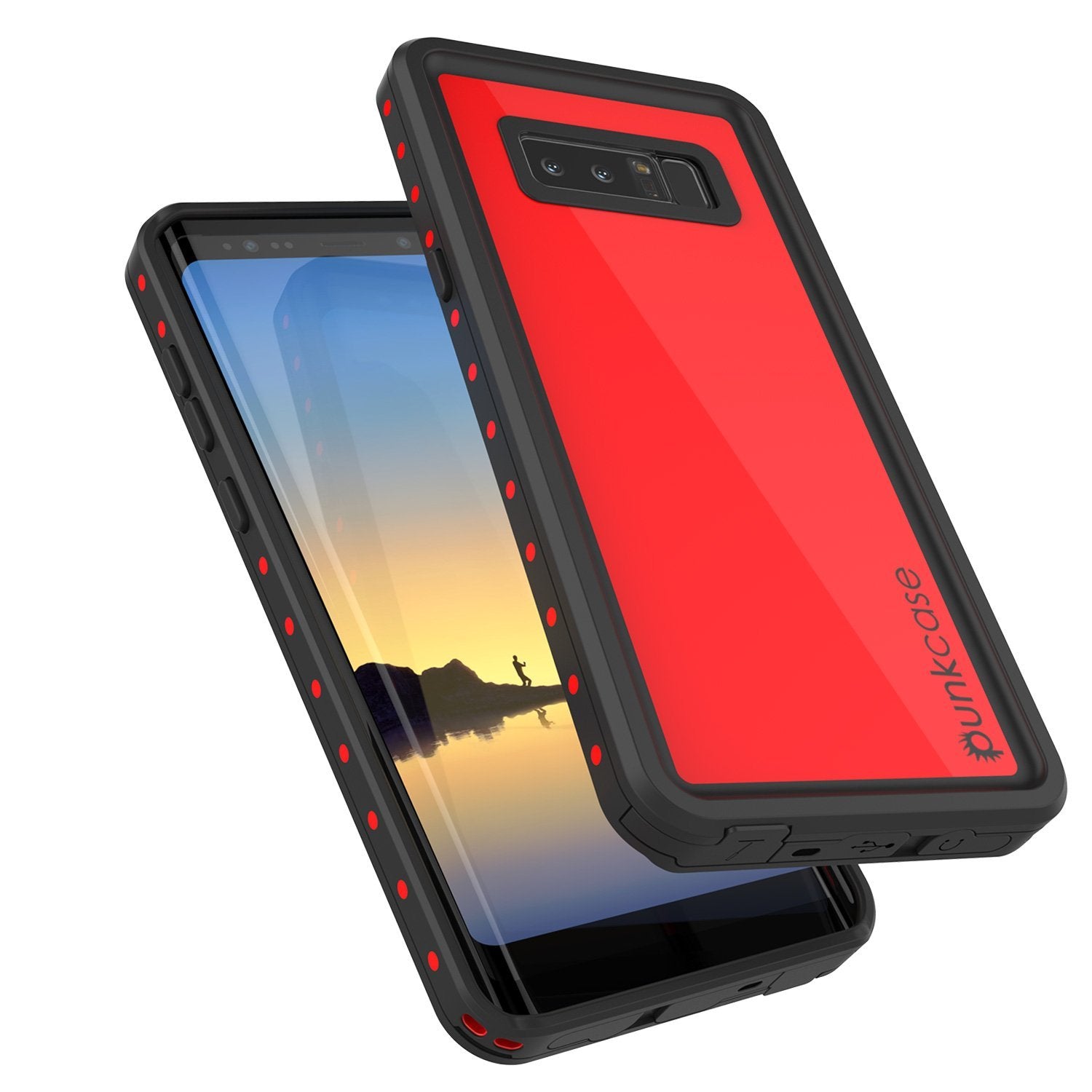 Galaxy Note 8 Waterproof case, StudStar Series Armor Cover, [RED]