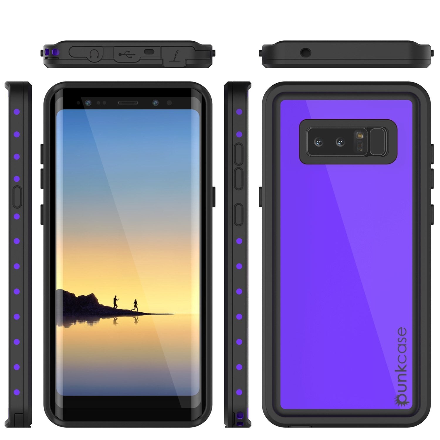 Galaxy Note 8 Waterproof case, StudStar Series Armor Cover [PURPLE]