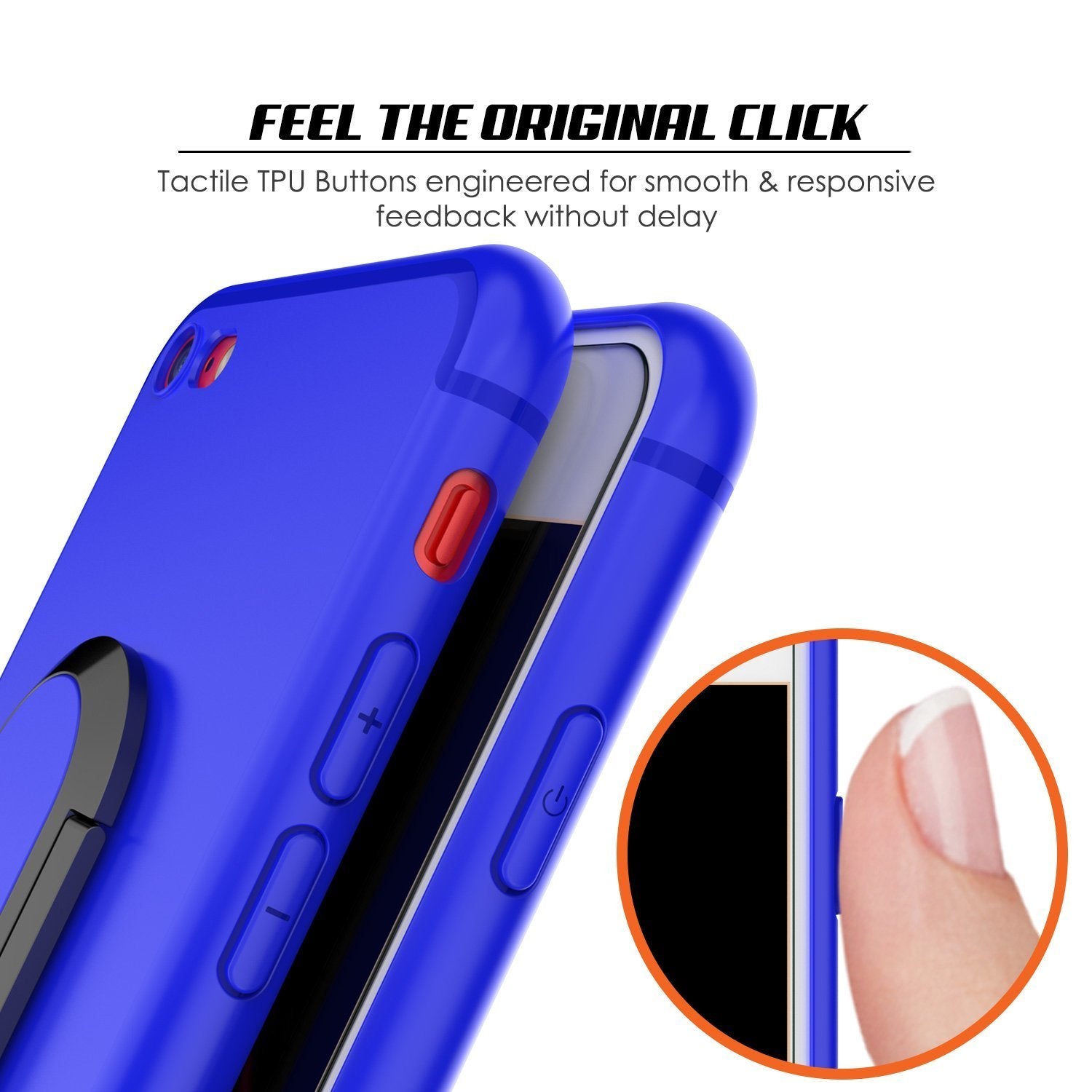 iPhone 8 Case, Punkcase Magnetix Protective TPU Cover W/ Kickstand, Ring Grip Holder & Metal Plate for Magnetic Car Phone Mount PLUS Tempered Glass Screen Protector for Apple iPhone 6 /7 & 8 [Blue]