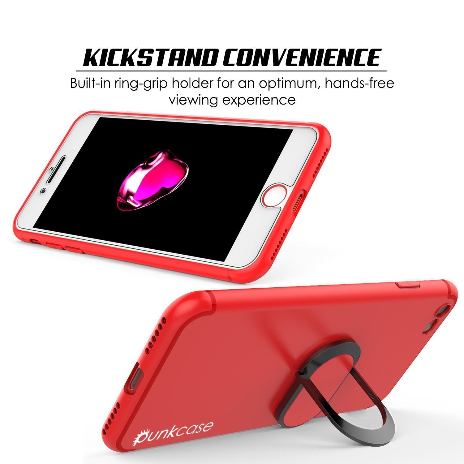 iPhone SE (4.7") Case, Punkcase Magnetix Protective TPU Cover W/ Kickstand, Tempered Glass Screen Protector [Red]