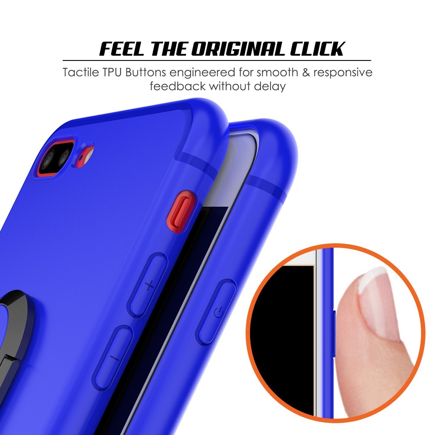 iPhone 8 Plus Case, Punkcase Magnetix Protective TPU Cover W/ Kickstand, Ring Grip Holder & Metal Plate for Magnetic Car Phone Mount PLUS Tempered Glass Screen Protector for Apple iPhone 7+/8+ [Blue]