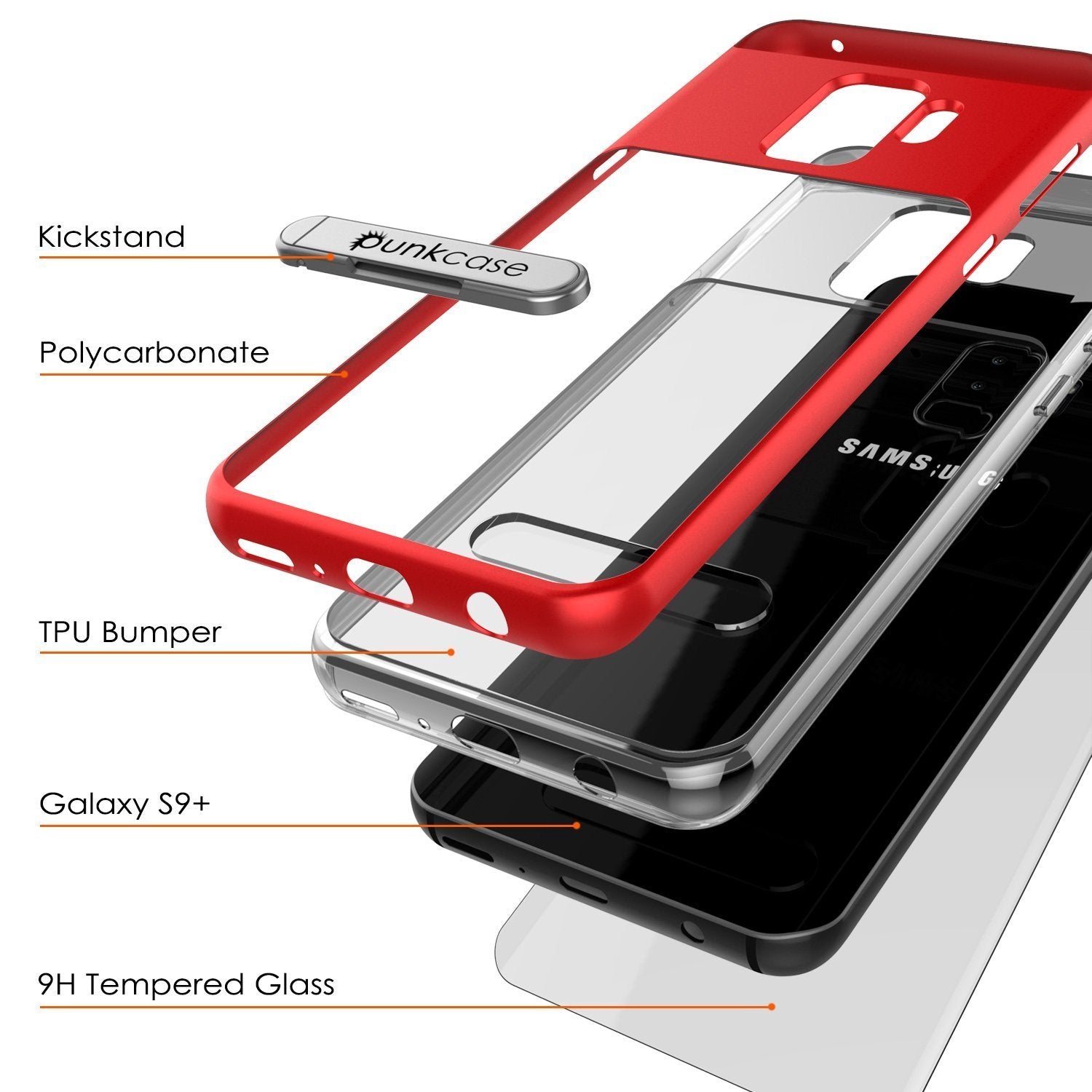 Galaxy S9+ Plus PunkCase, [LUCID 3.0 Series] [Slim Fit] [Red]