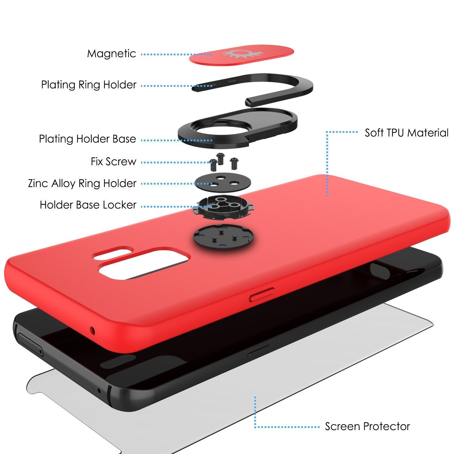 Galaxy S9 Plus Punkcase Magnetix Protective Cover W/ Kickstand [Red]