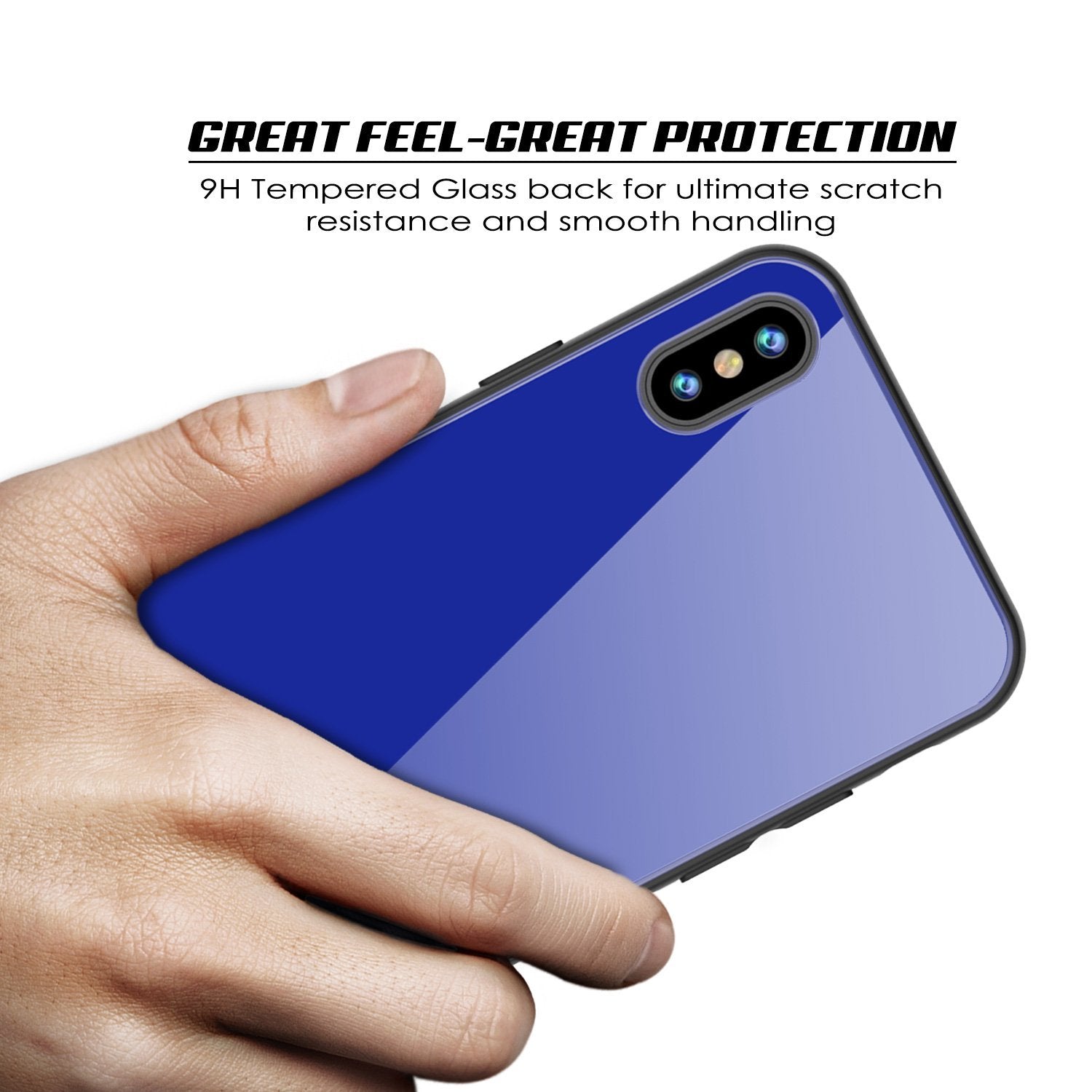 iPhone 8 Case, Punkcase GlassShield Ultra Thin Protective 9H Full Body Tempered Glass Cover W/ Drop Protection & Non Slip Grip for Apple iPhone 7 / Apple iPhone 8 (Blue)