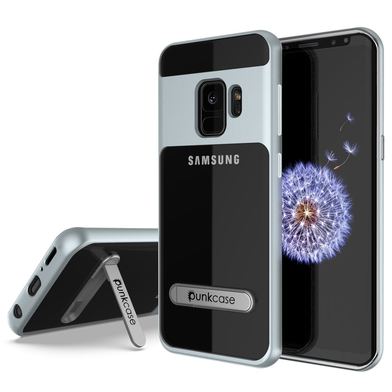 Galaxy S9 Punkcase, LUCID 3.0 Series Cover w/Kickstand, Silver