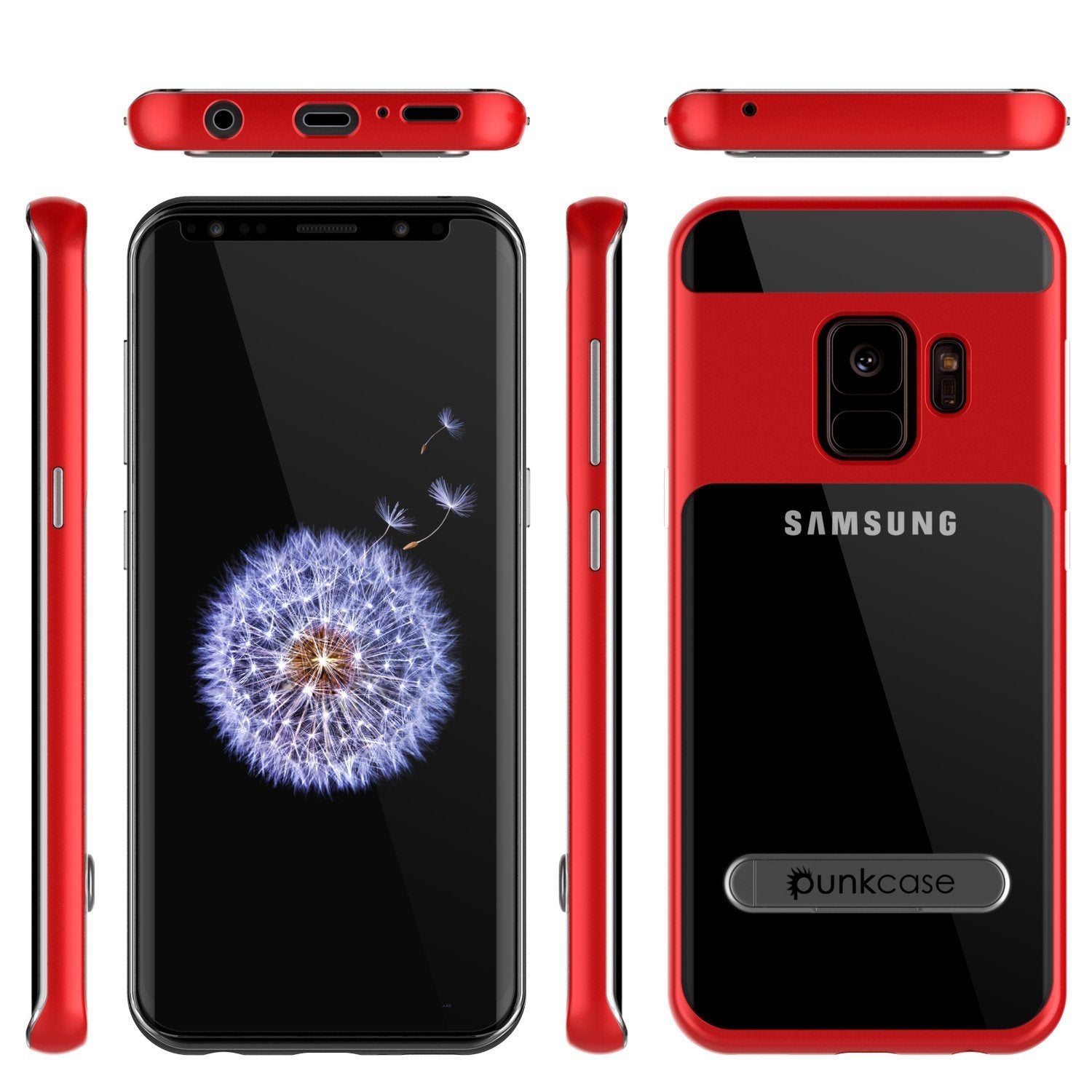 Galaxy S9 Punkcase, LUCID 3.0 Series Cover w/Kickstand, [Red]