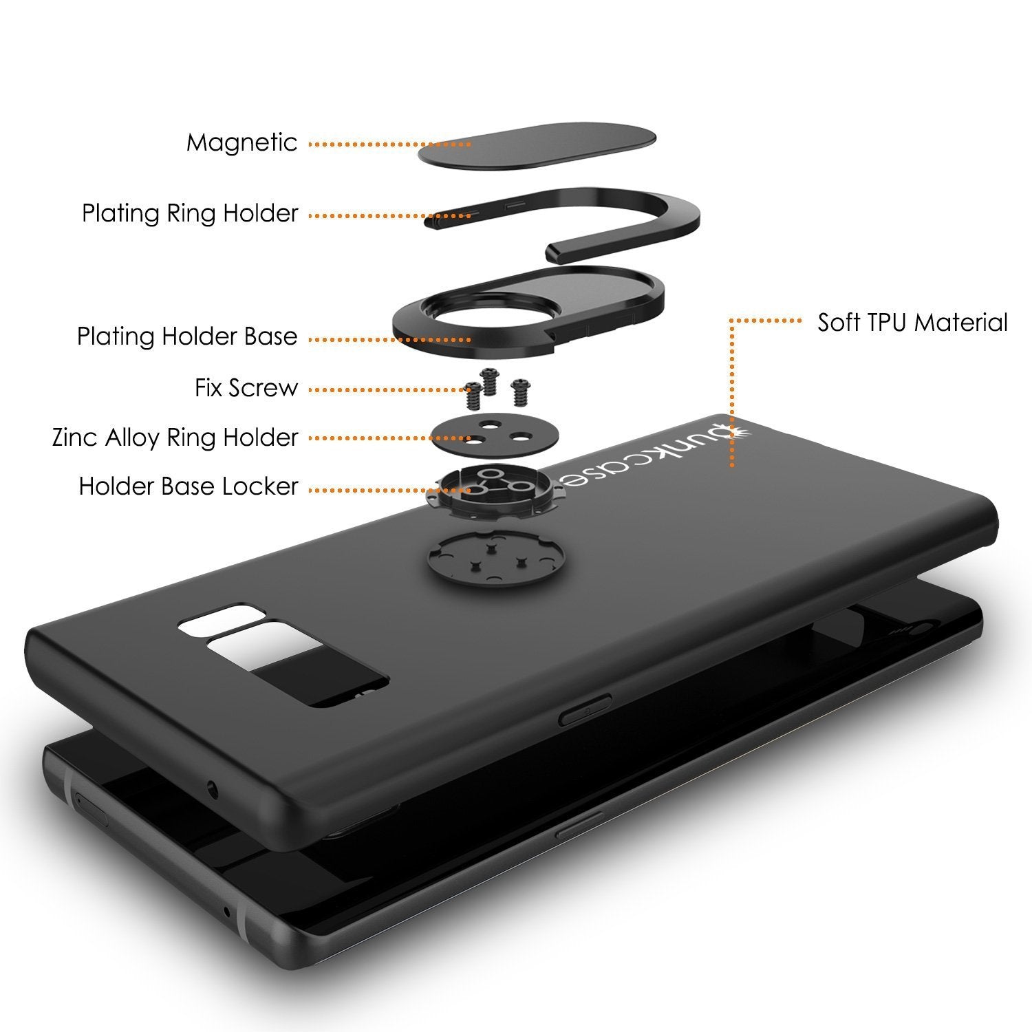 Galaxy Note 8 case Magnetix Protective TPU Cover W/ Kickstand, Black