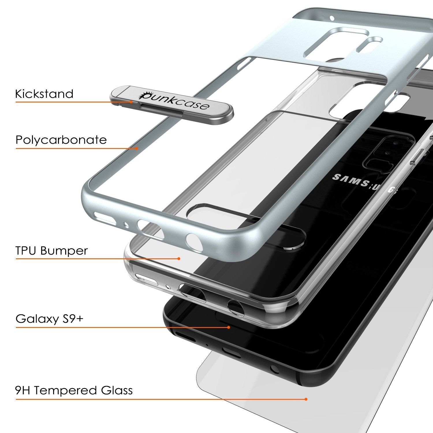 Galaxy S9+ Plus PunkCase, [LUCID 3.0 Series] [Slim Fit] [Silver]