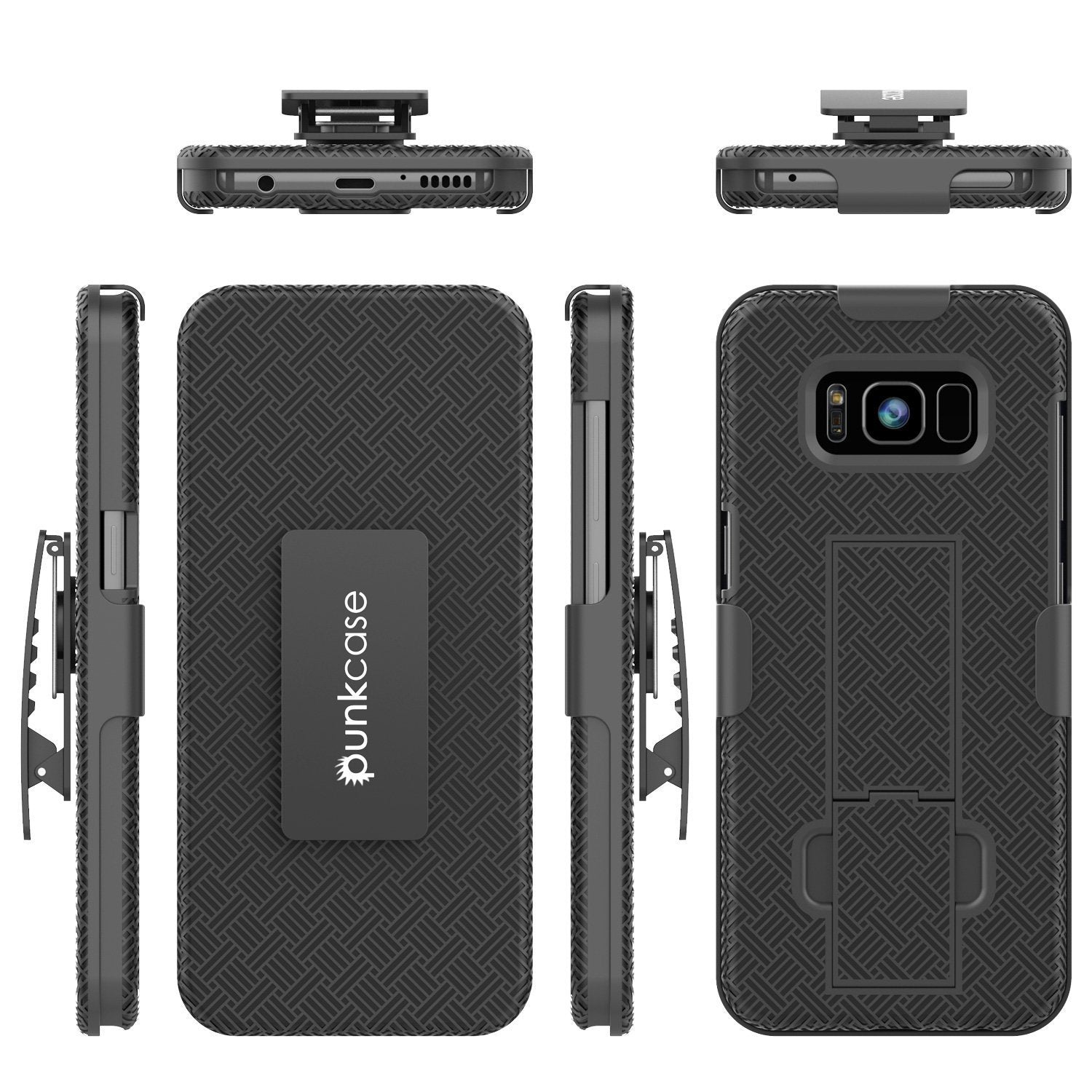 Galaxy S8 Plus PunkCase Holster Belt Clip  Kickstand Dual Layer, Black