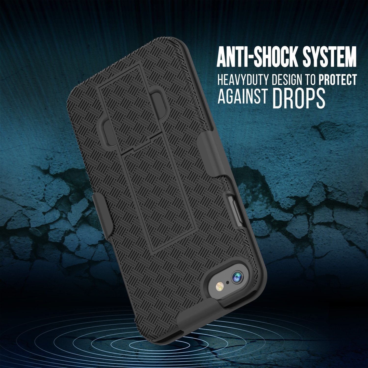 Punkcase iPhone 8 / 7 Case, Holster Belt Clip & Built-In Kickstand, Black