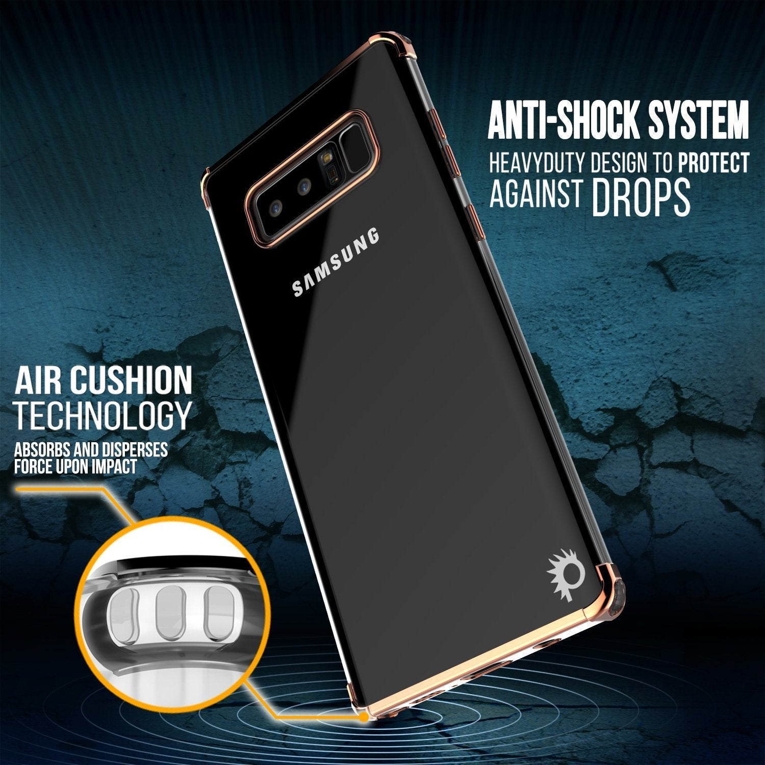 Note 8 Punkcase [BLAZE SERIES] Protective Cover W/Slim Fit, ROSE GOLD