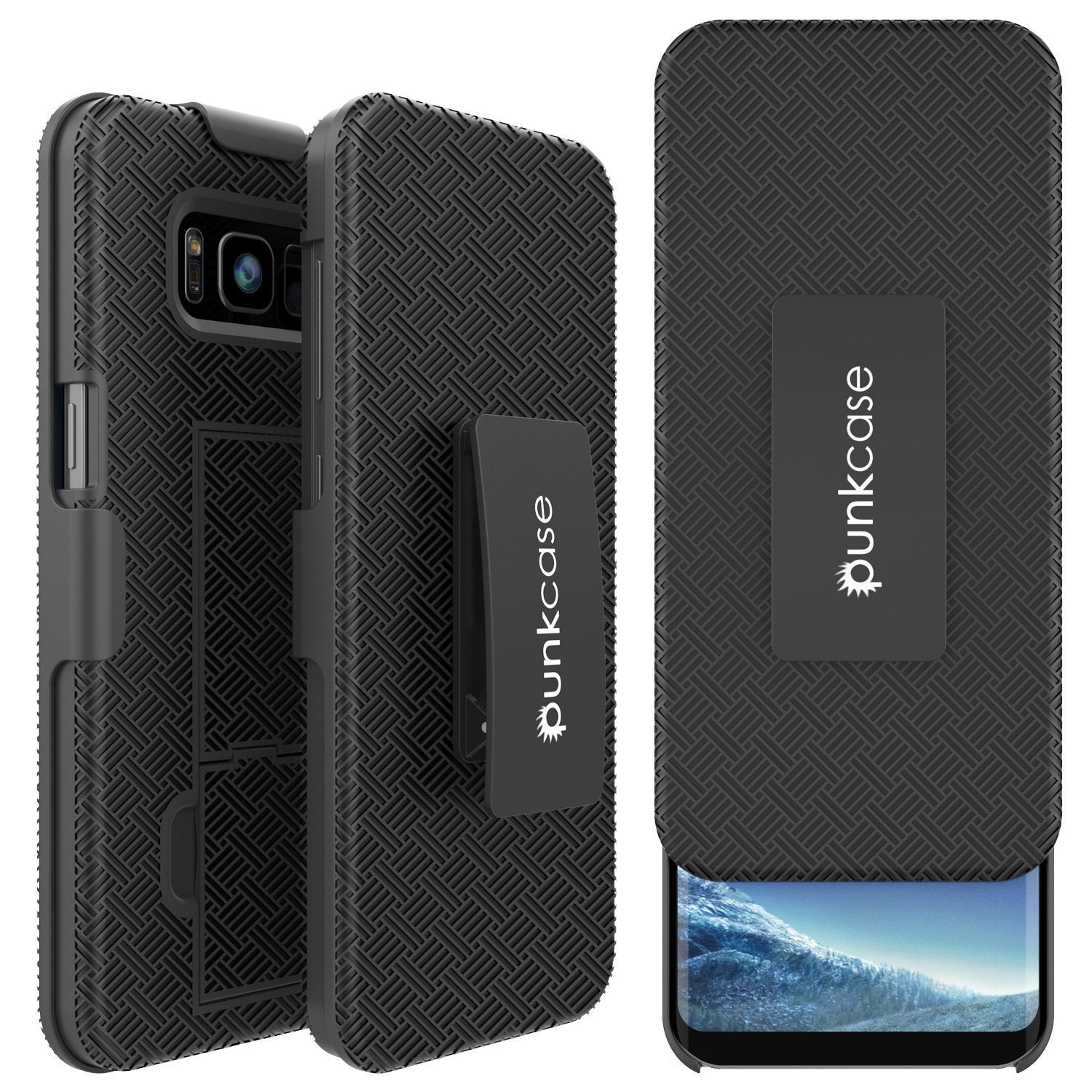 Galaxy S8 Plus PunkCase Holster Belt Clip  Kickstand Dual Layer, Black