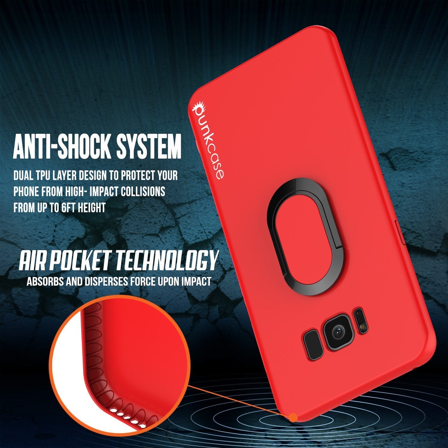 Galaxy S8 Plus, Punkcase Magnetix Protective Case W/ Kickstand, Red