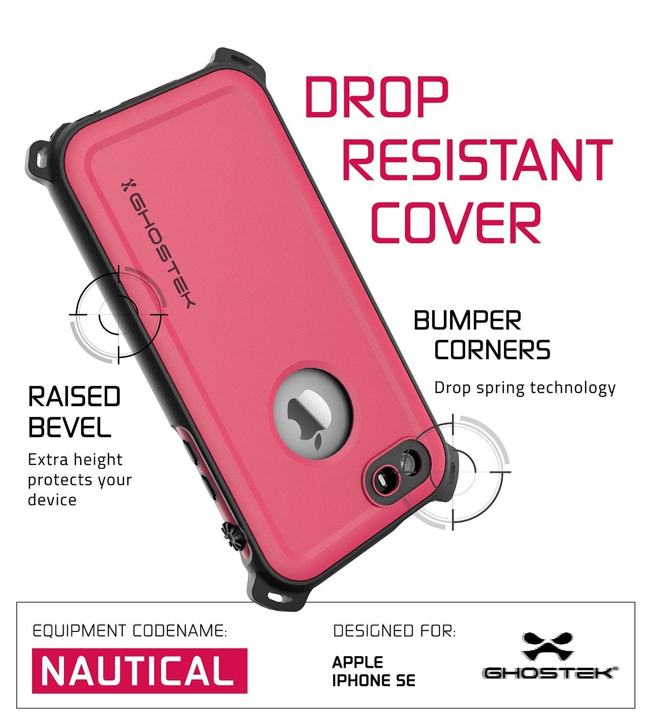 iPhone SE/5S/5 Waterproof Case, Ghostek® Nautical Pink Series| Underwater | Aluminum Frame