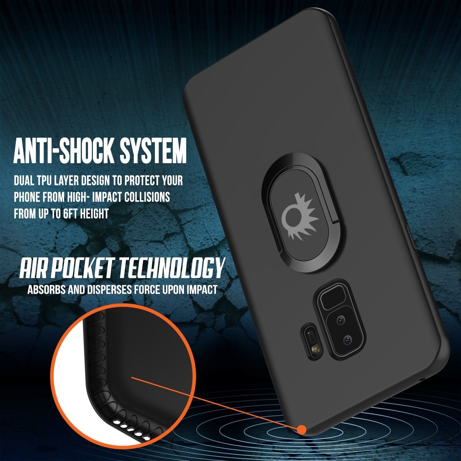 Galaxy S9 Plus, Punkcase Magnetix Cover W/ Kickstand, [Black]