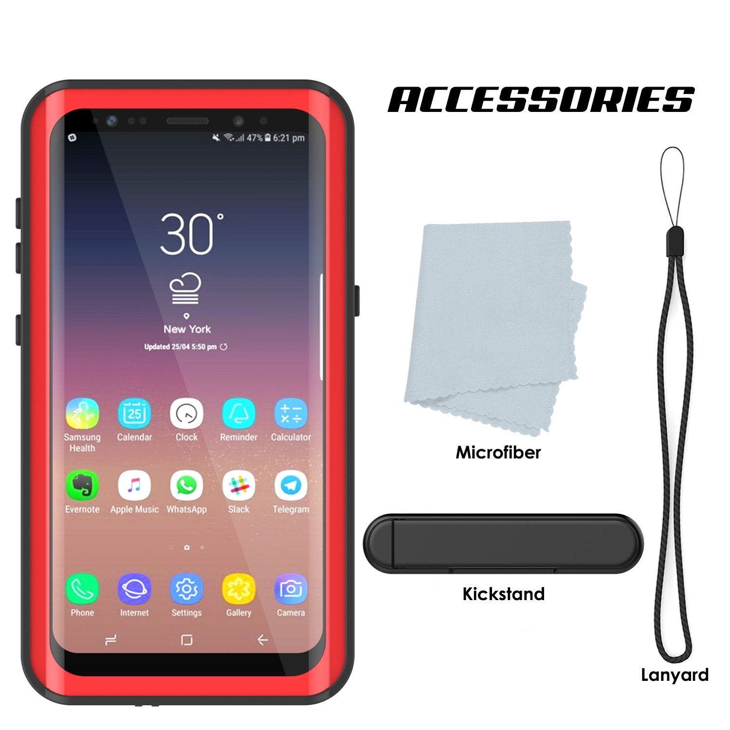 Galaxy S9 Waterproof Case PunkCase StudStar Red Thin 6.6ft Underwater IP68 Shock/Snow Proof