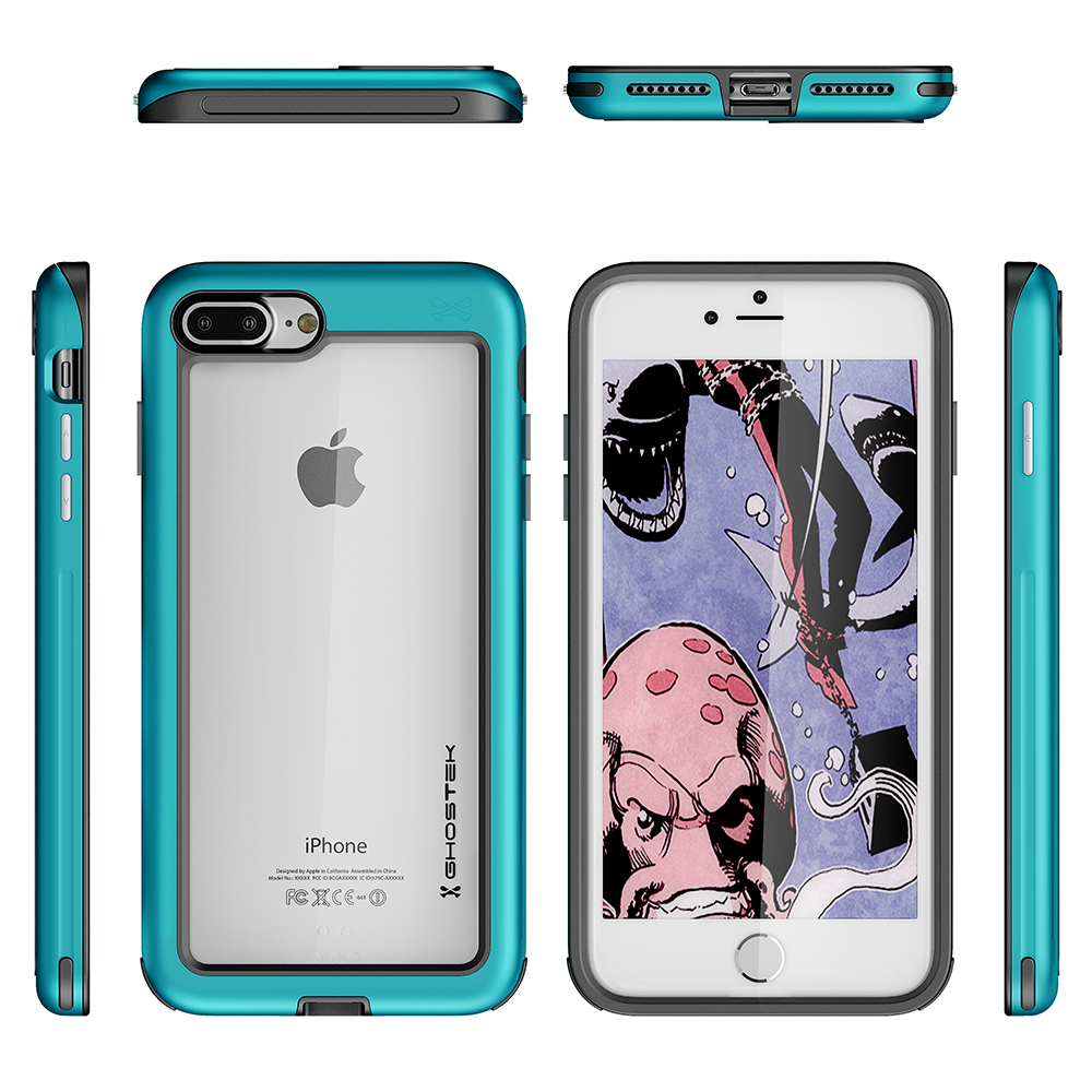 iPhone 7+ Plus Waterproof Case, Ghostek® Atomic Series for Apple iPhone 7+ Plus | Underwater | Shockproof | Dirt-proof | Snow-proof | Aluminum Frame | Adventure Ready | Ultra Fit | Swimming (Teal)