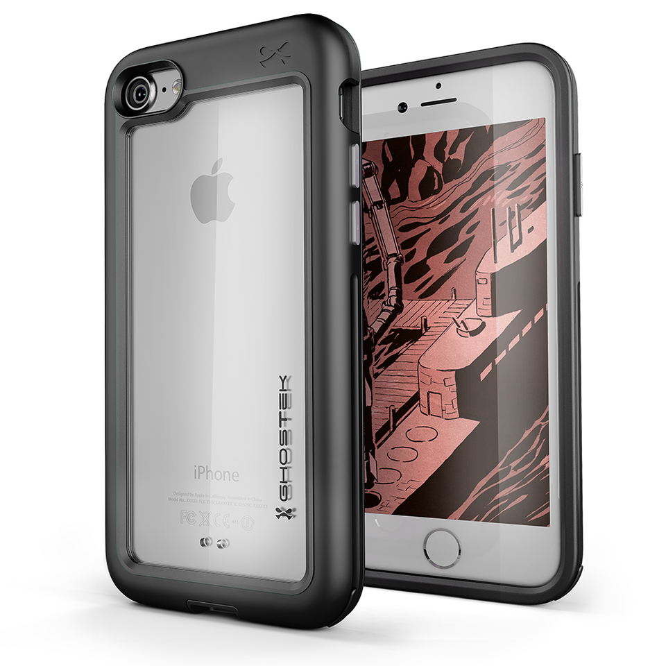 iPhone 7 Waterproof Case, Ghostek® Atomic Series for Apple iPhone 7 | Underwater | Shockproof | Dirt-proof | Snow-proof | Aluminum Frame | Adventure Ready | Ultra Fit | Swimming[BLACK]