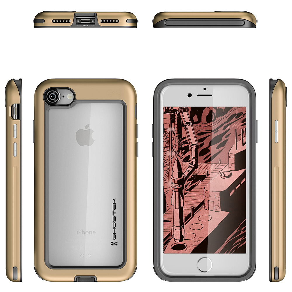 iPhone 7 Waterproof Case, Ghostek® Atomic Series for Apple iPhone 7 | Underwater | Shockproof | Dirt-proof | Snow-proof | Aluminum Frame | Adventure Ready | Ultra Fit | Swimming[GOLD]