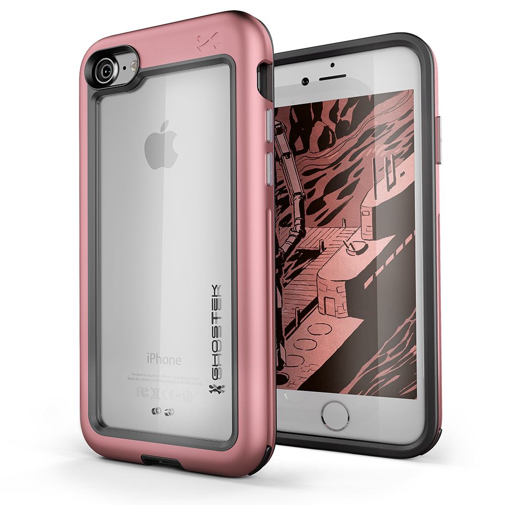 iPhone 8 Waterproof Case, Ghostek® Atomic Series for Apple iPhone 8 | Underwater | Shockproof | Dirt-proof | Snow-proof | Aluminum Frame | Adventure Ready | Ultra Fit | Swimming[Pink]