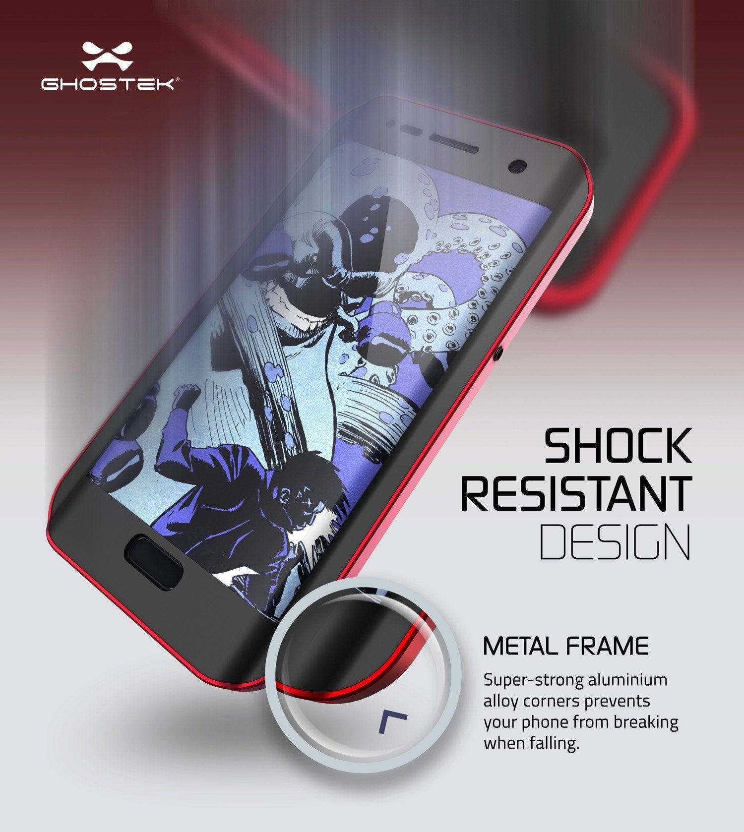 Galaxy S7 EDGE Waterproof Case, Ghostek Atomic 2.0 Red Shock/Dirt/Snow Proof | Lifetime Warranty