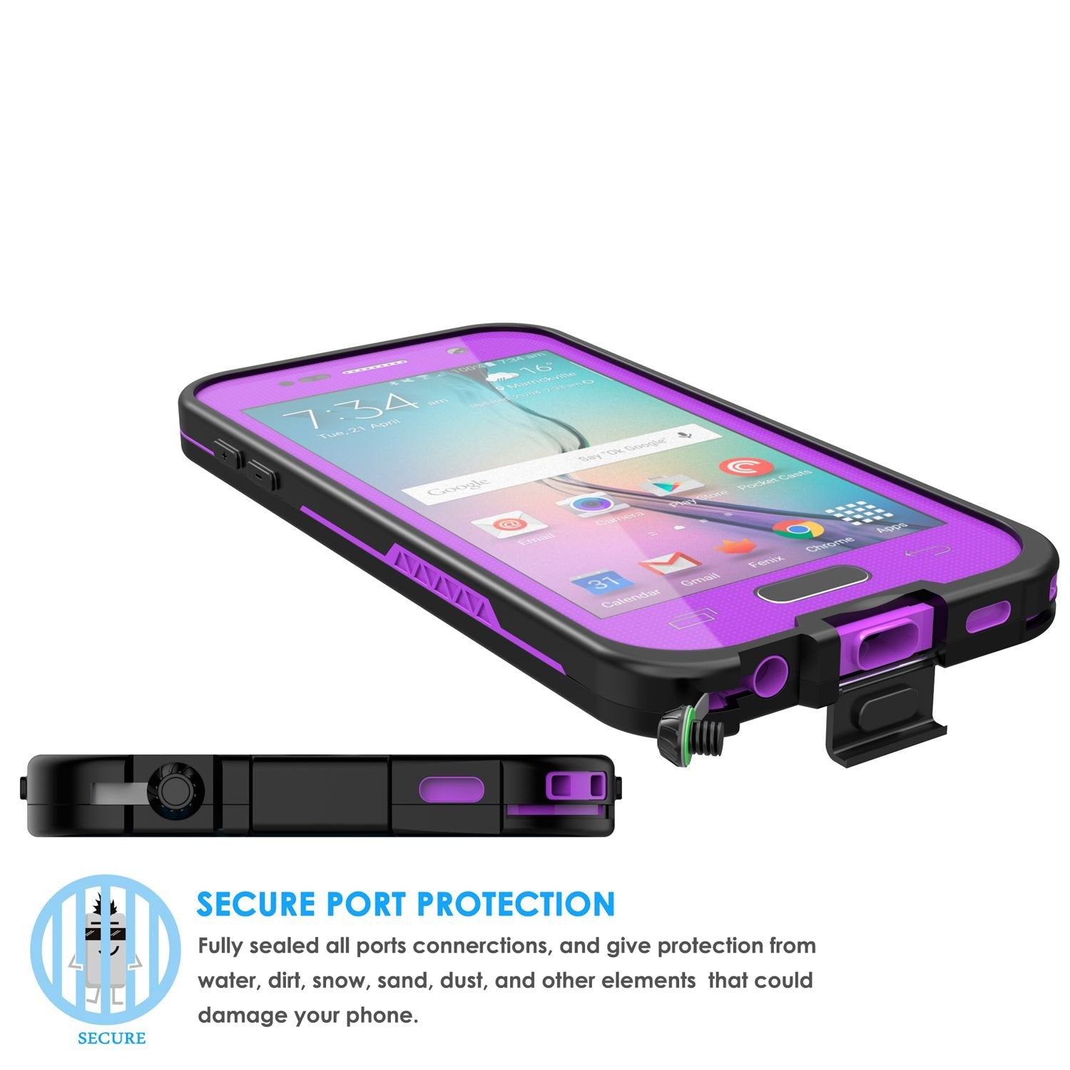 Galaxy S6 Waterproof Case, PunkCase SpikeStar Purple Water/Shock/Dirt/Snow Proof | Lifetime Warranty