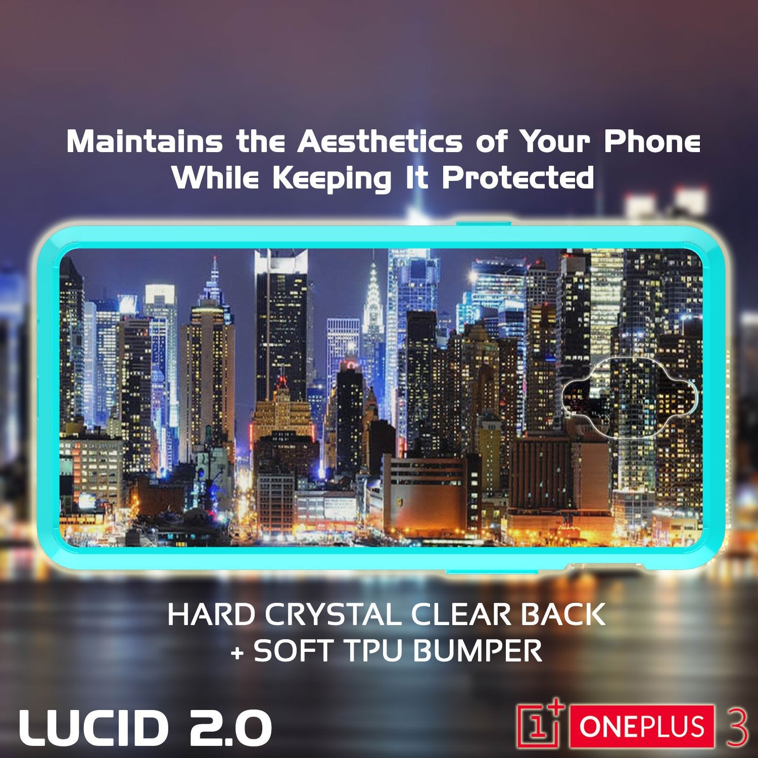 OnePlus 3 Case Punkcase® LUCID 2.0 Teal Series w/ SHIELD GLASS Lifetime Warranty Exchange
