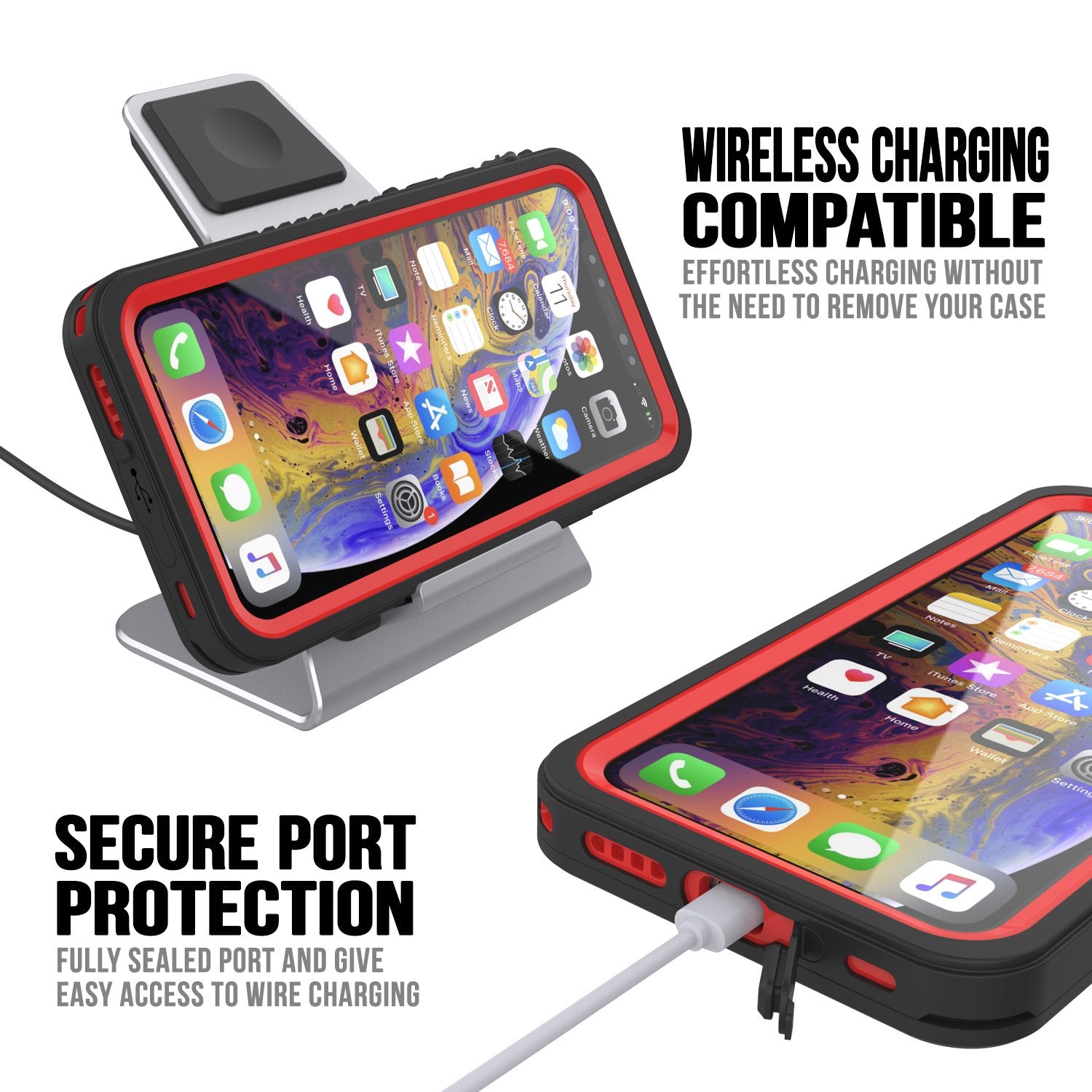 iPhone 11 Waterproof Case, Punkcase [Extreme Series] Armor Cover W/ Built In Screen Protector [Red]