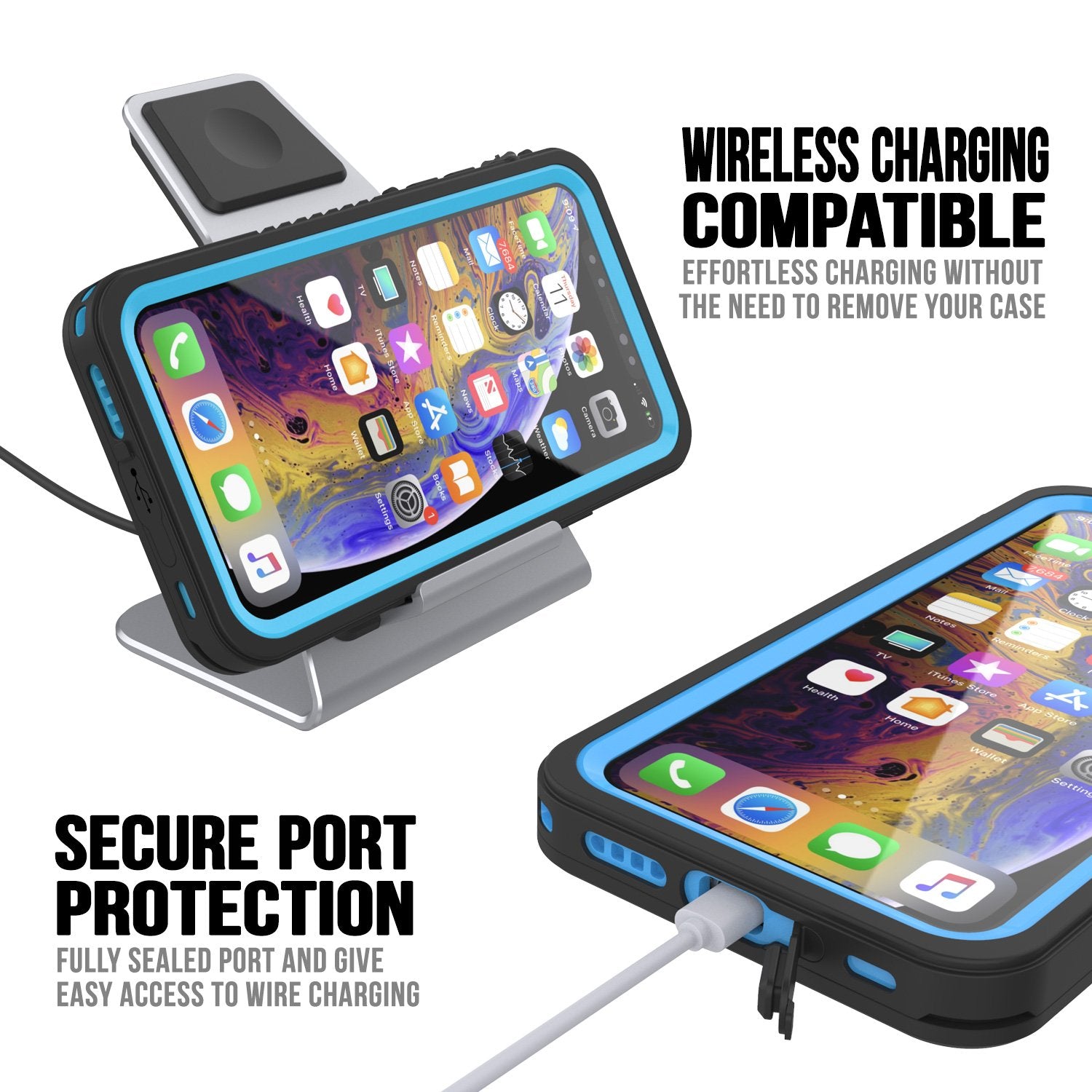iPhone 11 Waterproof Case, Punkcase [Extreme Series] Armor Cover W/ Built In Screen Protector [Light Blue]