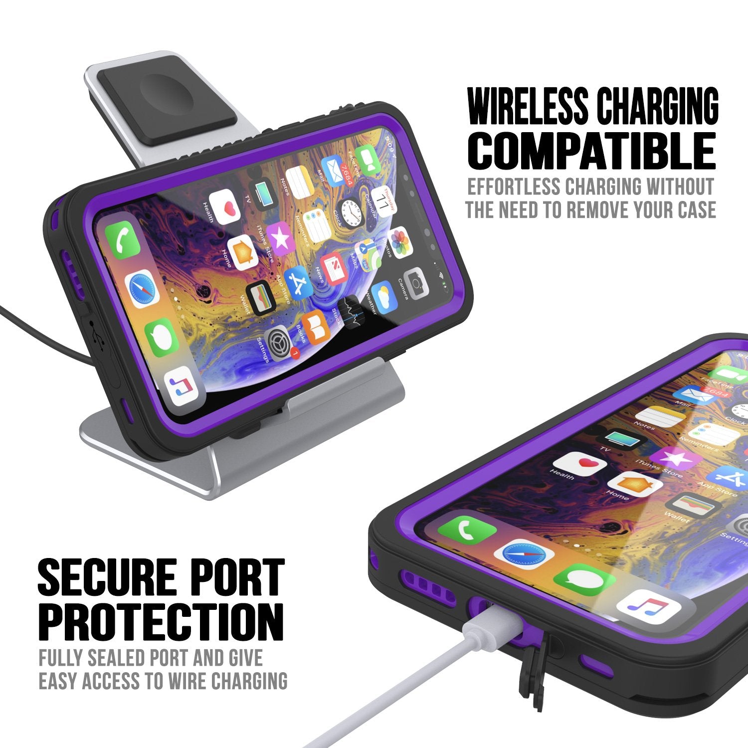 iPhone 11 Waterproof Case, Punkcase [Extreme Series] Armor Cover W/ Built In Screen Protector [Purple]