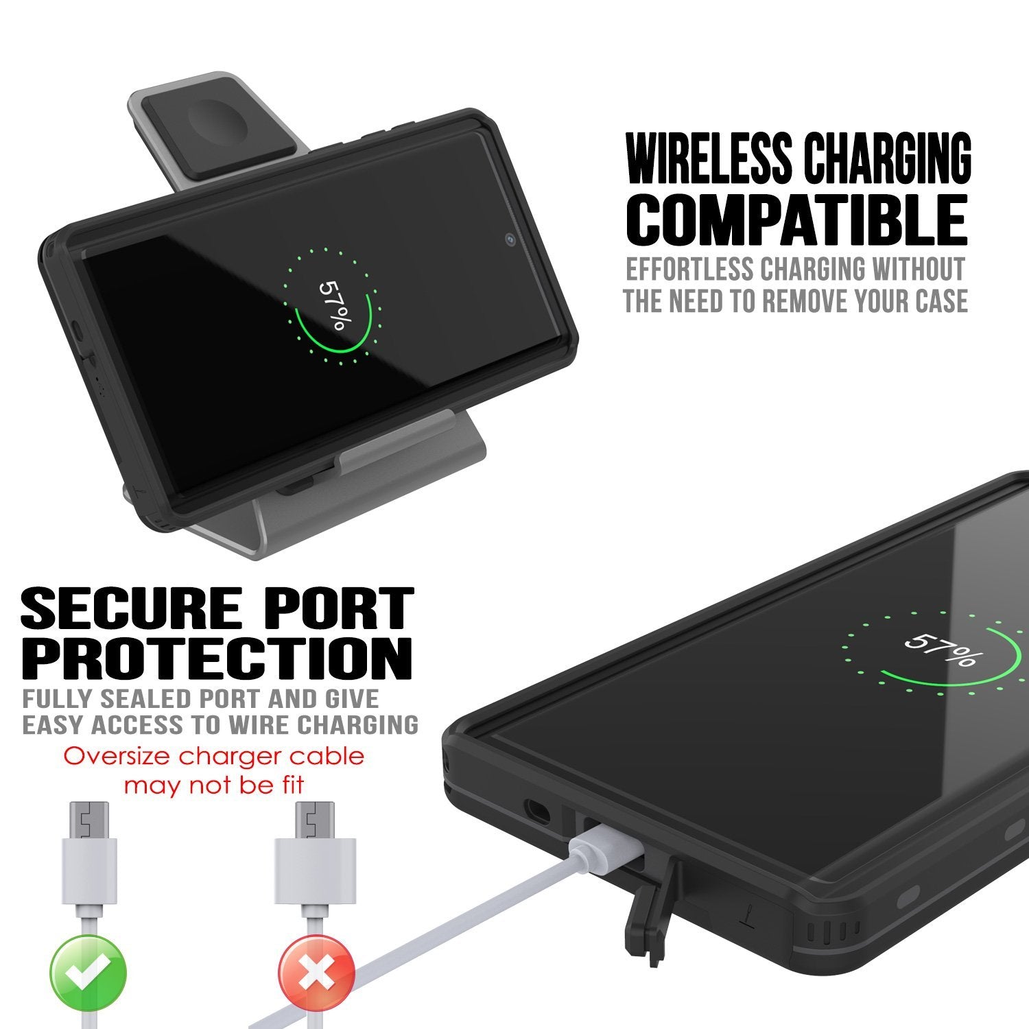 PunkCase Galaxy Note 10+ Plus Waterproof Case, [KickStud Series] Armor Cover [Black]