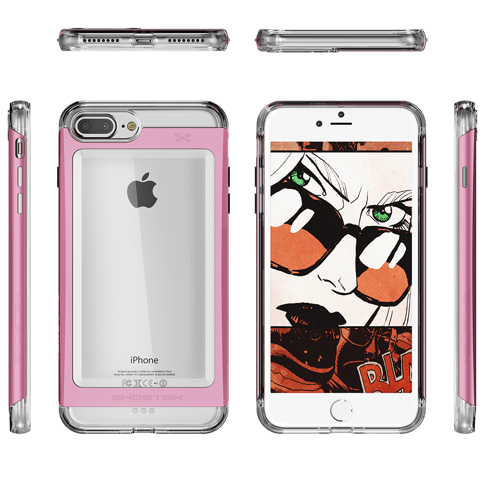 iPhone 8+ Plus Case, Ghostek Pink Cloak 2.0 Pink Series w/ Screen Protector | Aluminum Frame